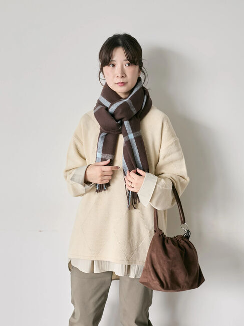 Samansa Mos2 blue「チェックマフラー」|その他|