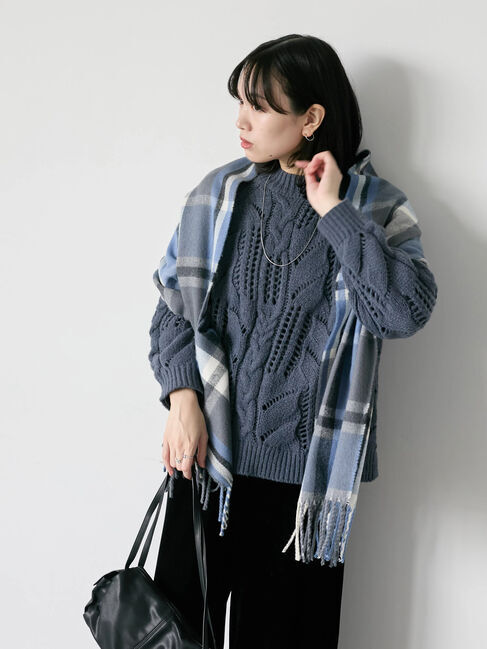 Samansa Mos2 blue「チェックマフラー」|その他|