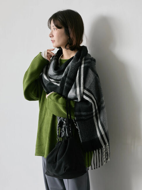 Samansa Mos2 blue「チェックマフラー」|その他|