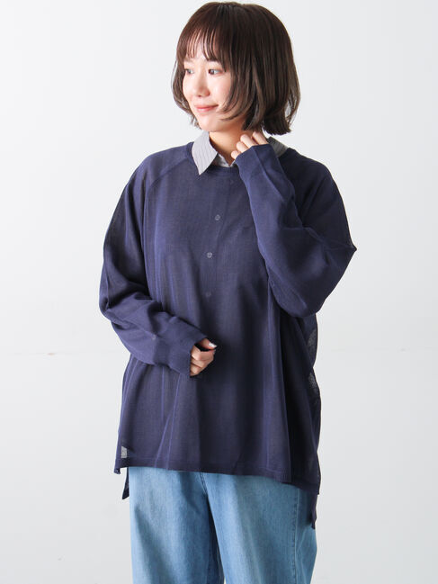 Samansa Mos2「ペーパーライクニットプルオーバー」|ニット・セーター|ネイビー