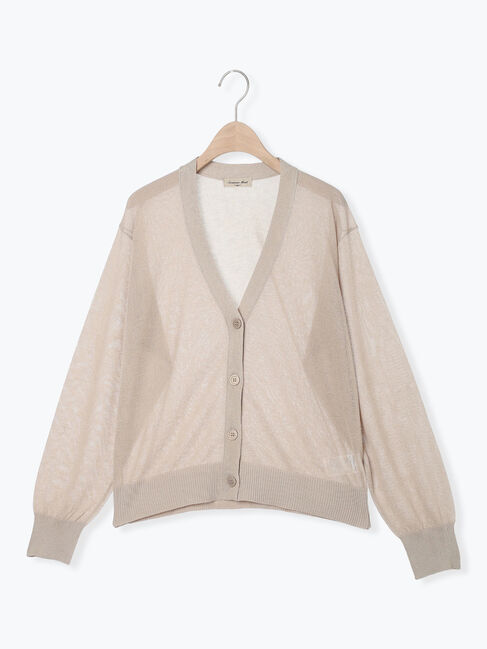 Samansa Mos2「ペーパーライクニットカーディガン」|カーディガン|グレージュ