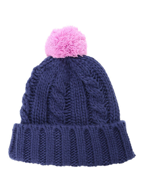 Samansa Mos2 Lagom「配色ポンポンニット帽」|その他|ネイビー