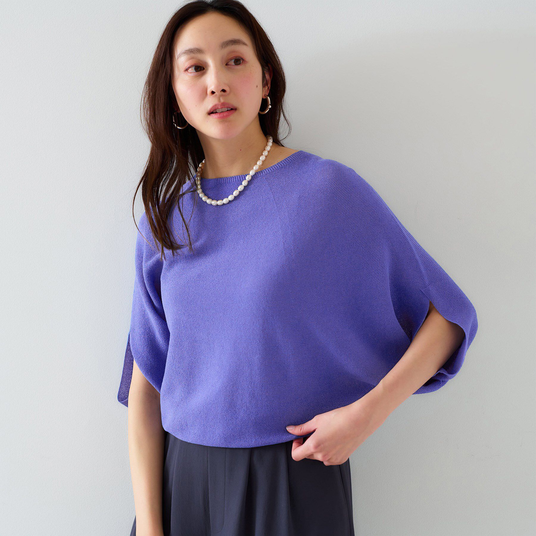 UNTITLED「【体型カバー/清涼感】ドルマンスリーブ プルオーバーニット」|ニット・セーター|