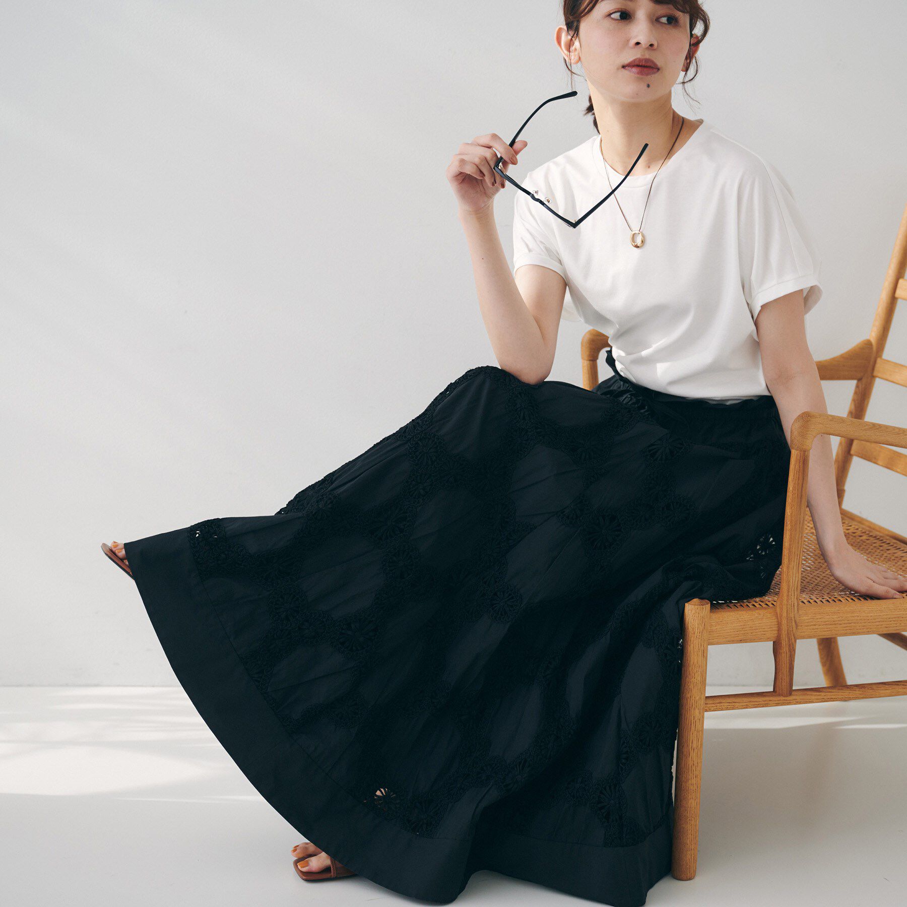 UNTITLED「【体型カバー/洗える】スリーブミニタックプルオーバー」|Tシャツ・カットソー|