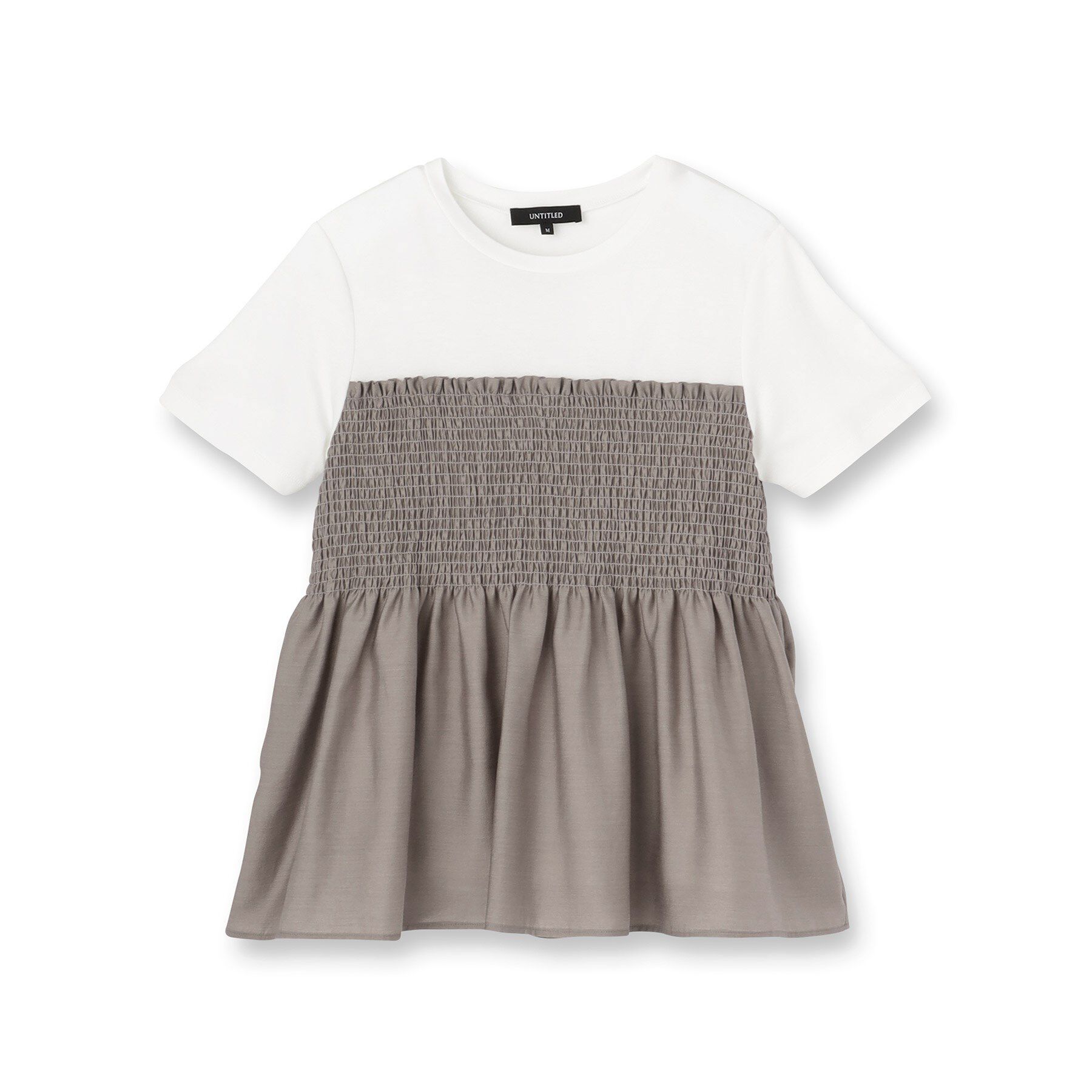 UNTITLED「【コットン100/洗える/Tシャツ】シャーリングドッキングペプラム」|Tシャツ・カットソー|