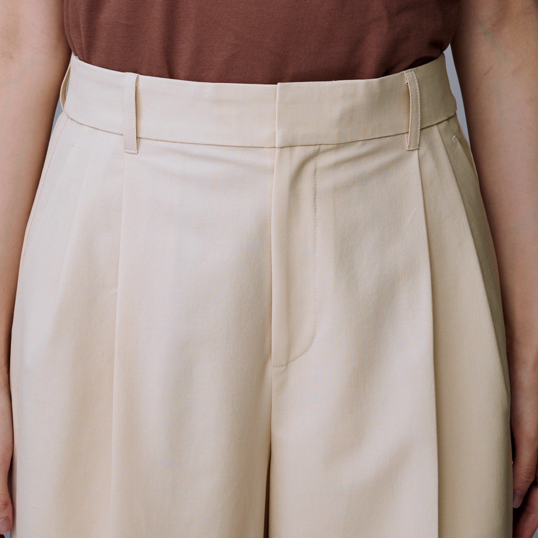 UNTITLED「【洗える/ウエスト後ろゴム】ウール混　タックワイドパンツ」|その他|