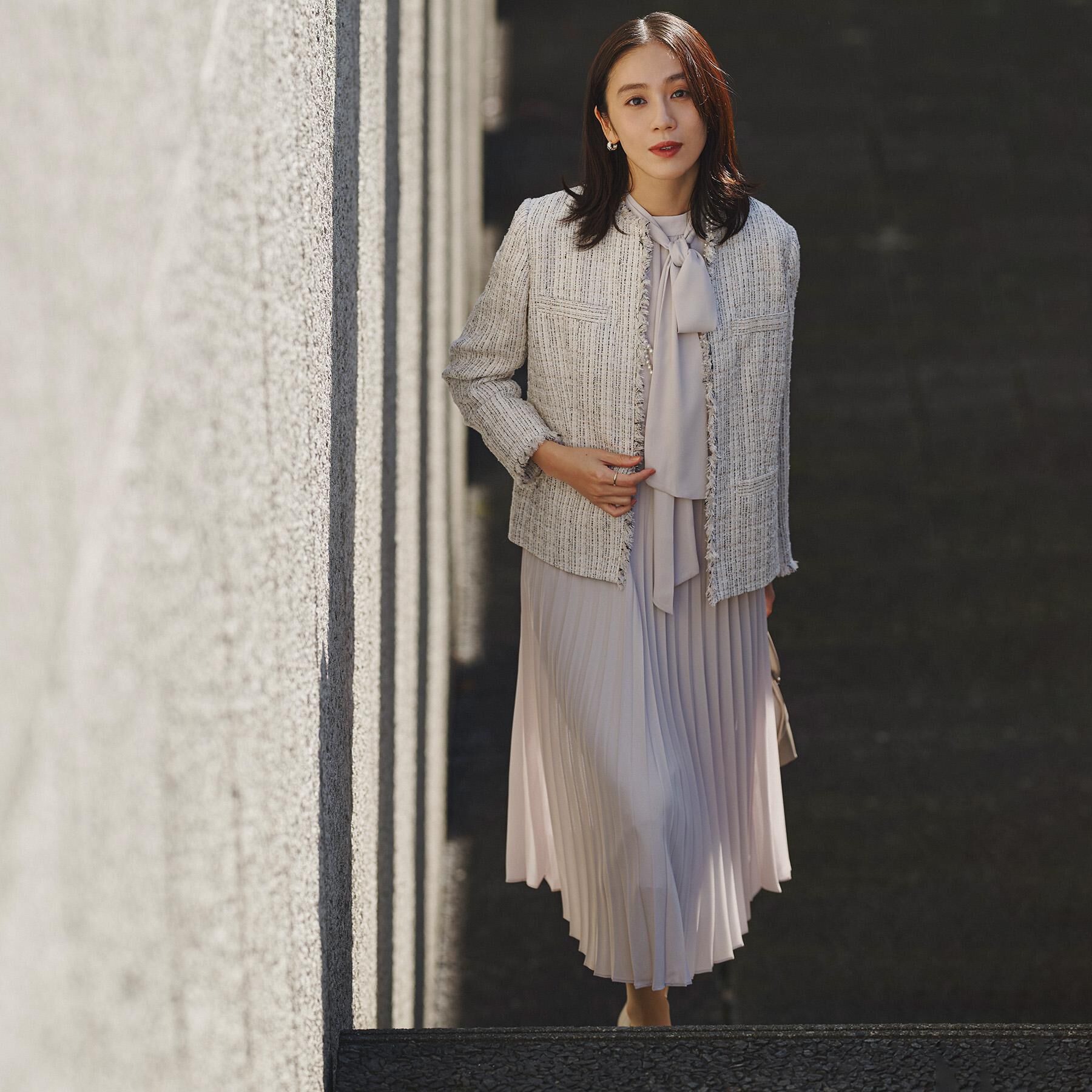 UNTITLED「【フォーマル/洗える】ボウタイ プリーツワンピース」|ワンピース|