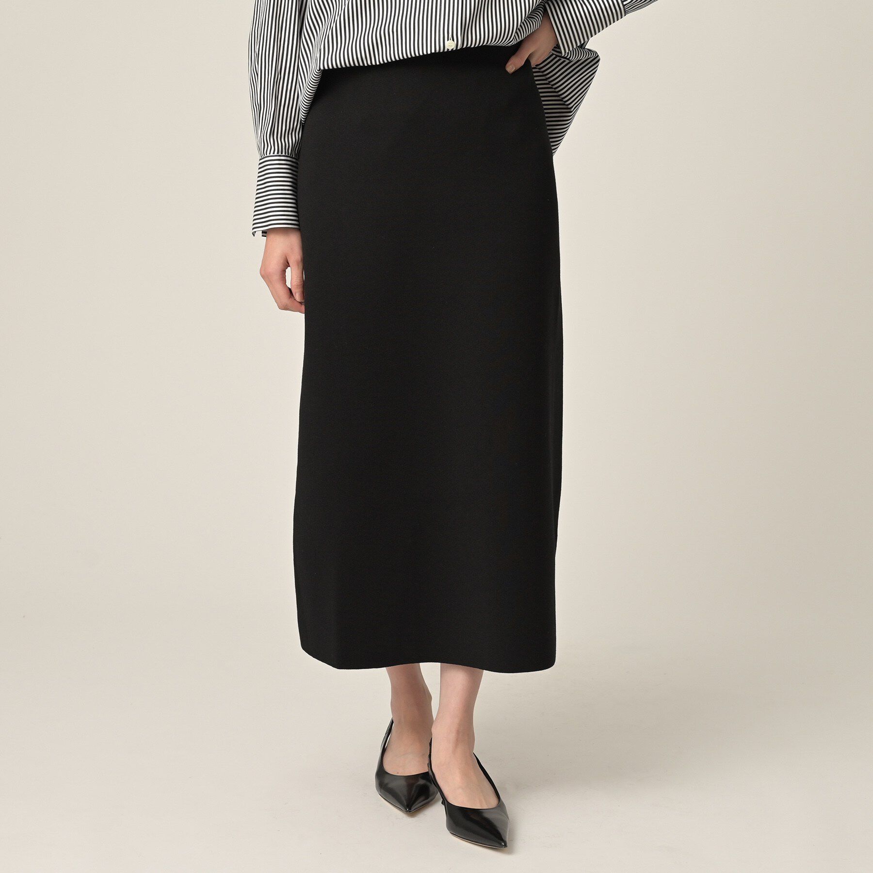 UNTITLED「【セットアップ可/ウエストゴム】Aラインニットスカート」|スカート|