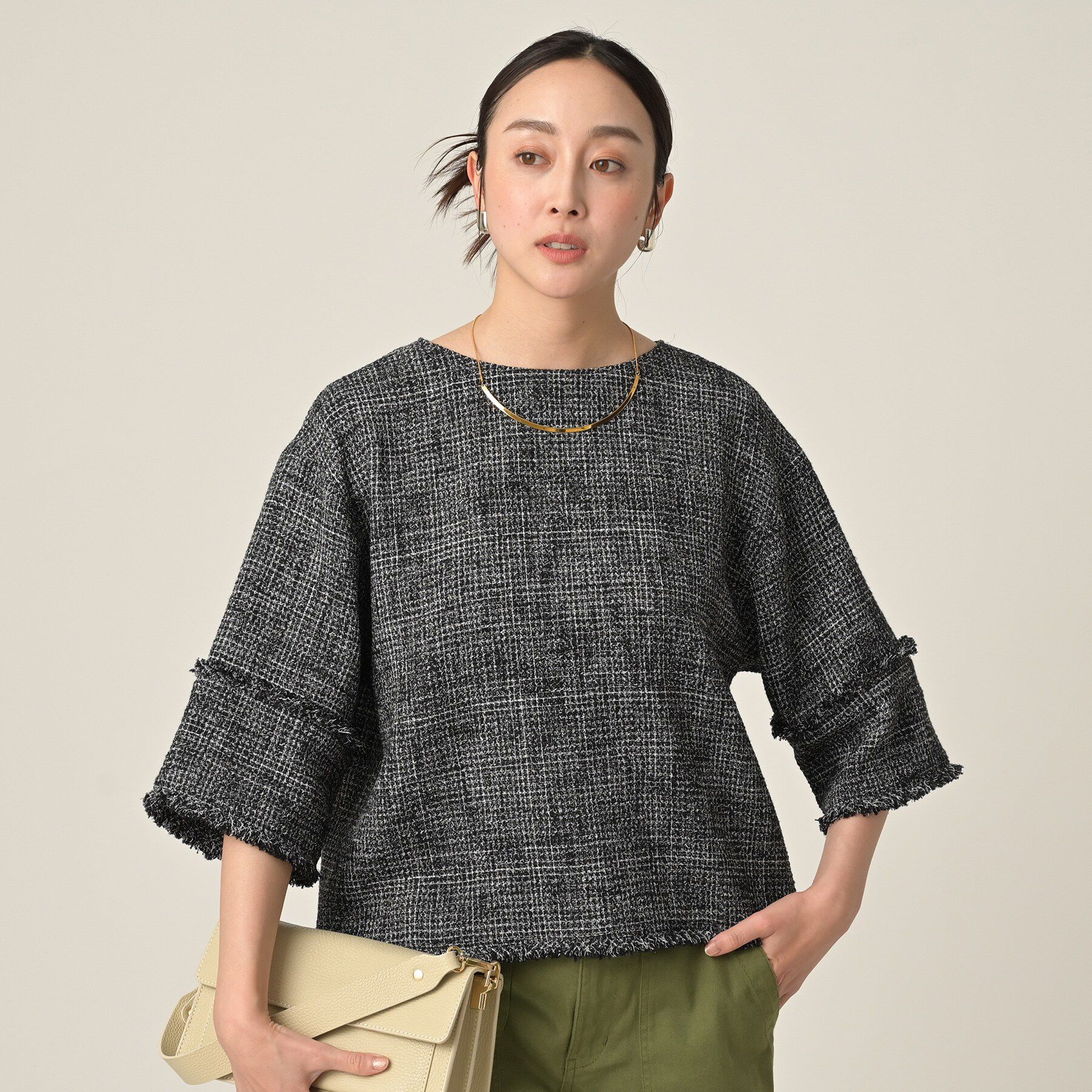 UNTITLED「【洗える】ツイードドルマンブラウス」|シャツ・ブラウス|