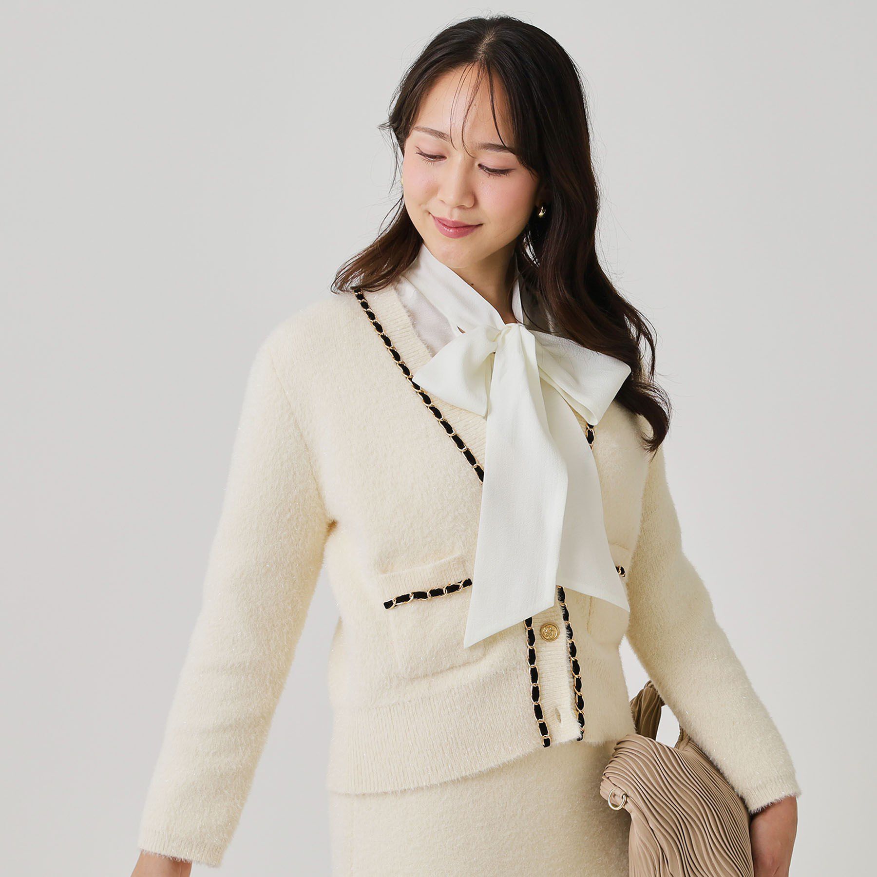 COUP DE CHANCE「【手洗い可／セットアップ可】チェーンブレード付カーディガン」|カーディガン|