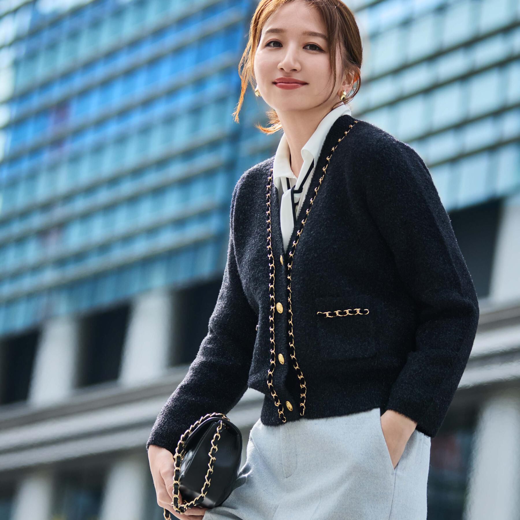 COUP DE CHANCE「【手洗い可／セットアップ可】チェーンブレード付カーディガン」|カーディガン|