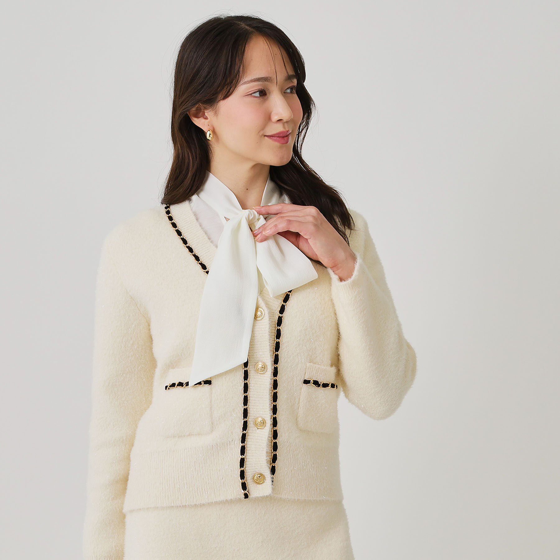 COUP DE CHANCE「【手洗い可／セットアップ可】チェーンブレード付カーディガン」|カーディガン|