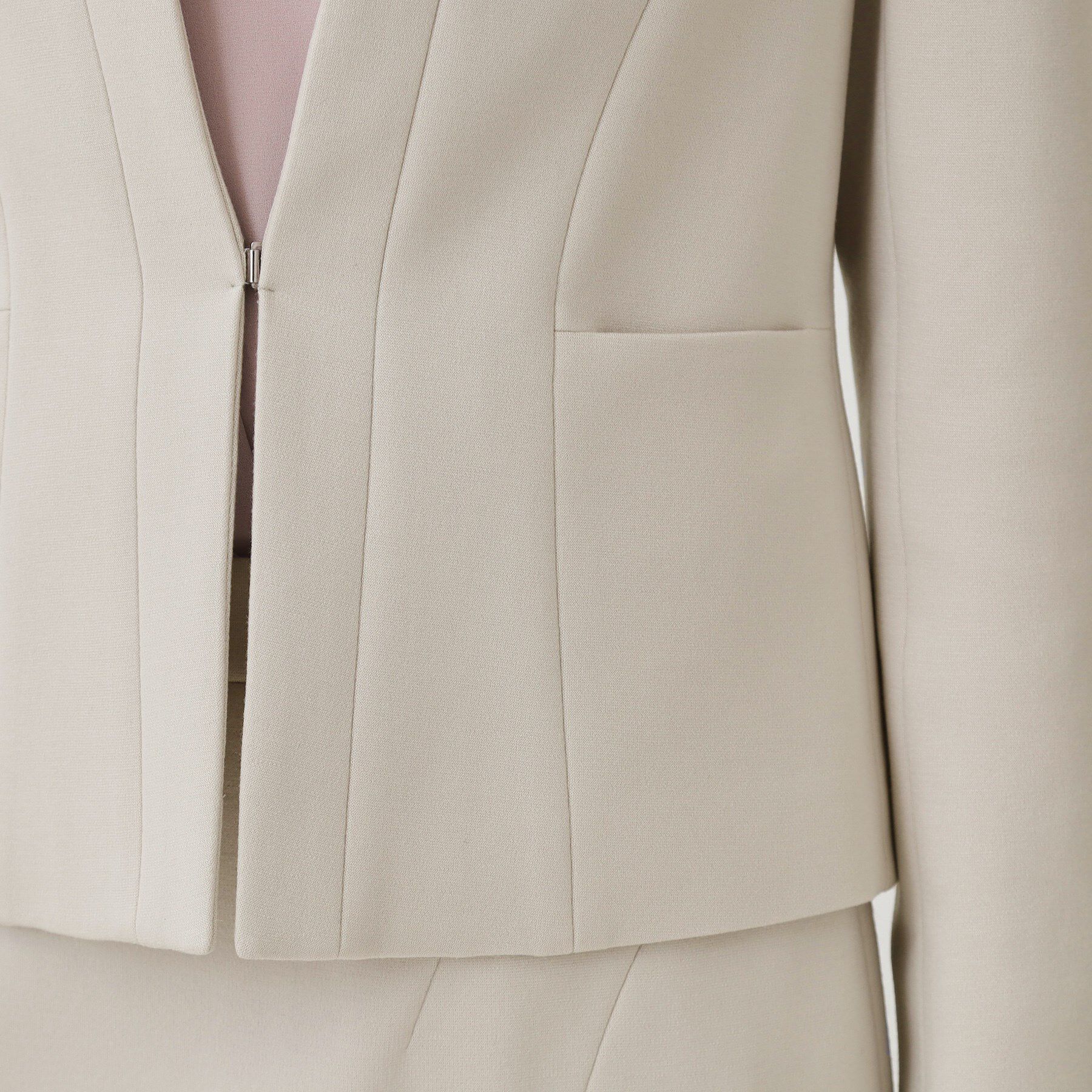 COUP DE CHANCE「【日本製／セットアップ可】ジャージ素材のカラーレスジャケット」|ノーカラージャケット|