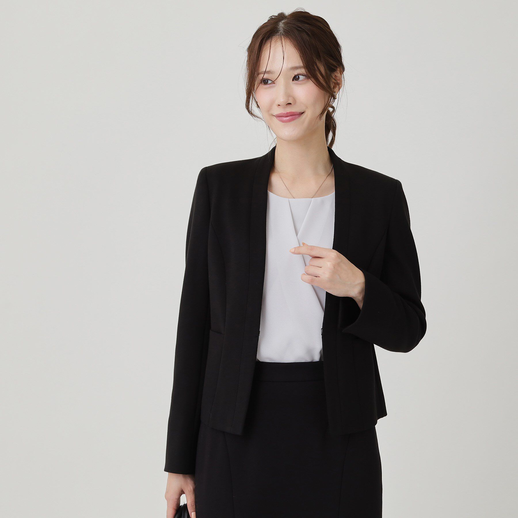 COUP DE CHANCE「【日本製／セットアップ可】ジャージ素材のカラーレスジャケット」|ノーカラージャケット|