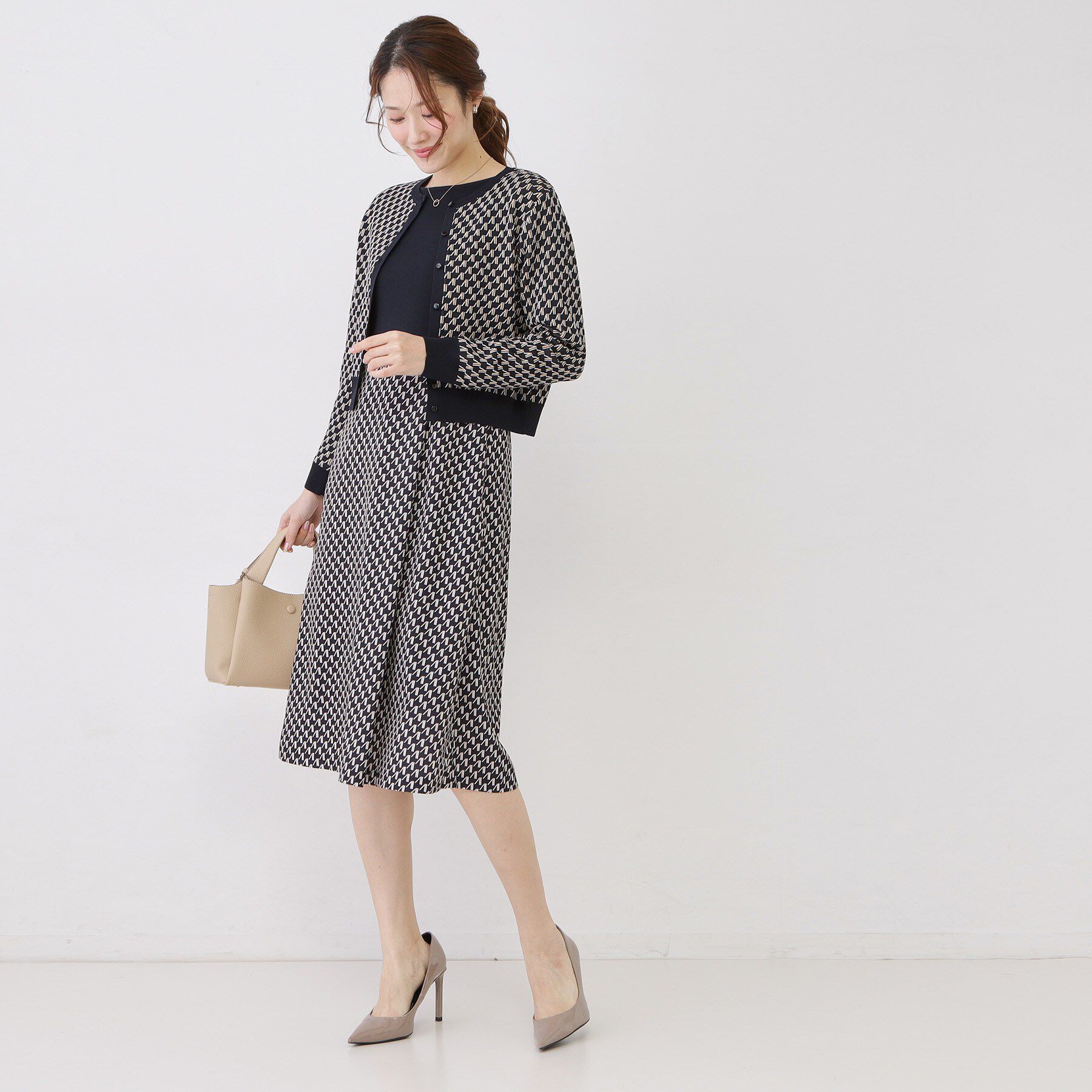 COUP DE CHANCE「【手洗い可／幾何柄】ショート丈カーディガン」|カーディガン|