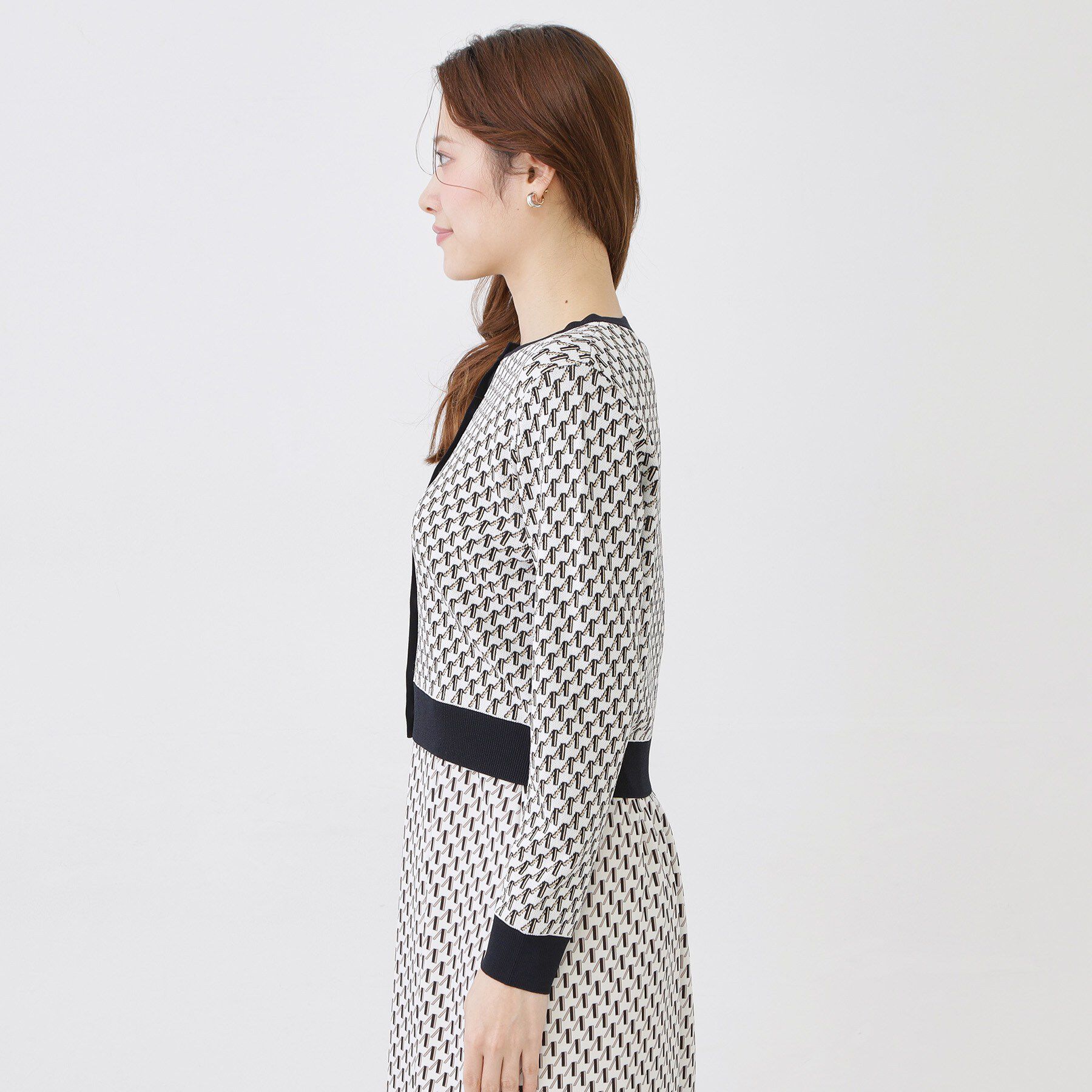 COUP DE CHANCE「【手洗い可／幾何柄】ショート丈カーディガン」|カーディガン|