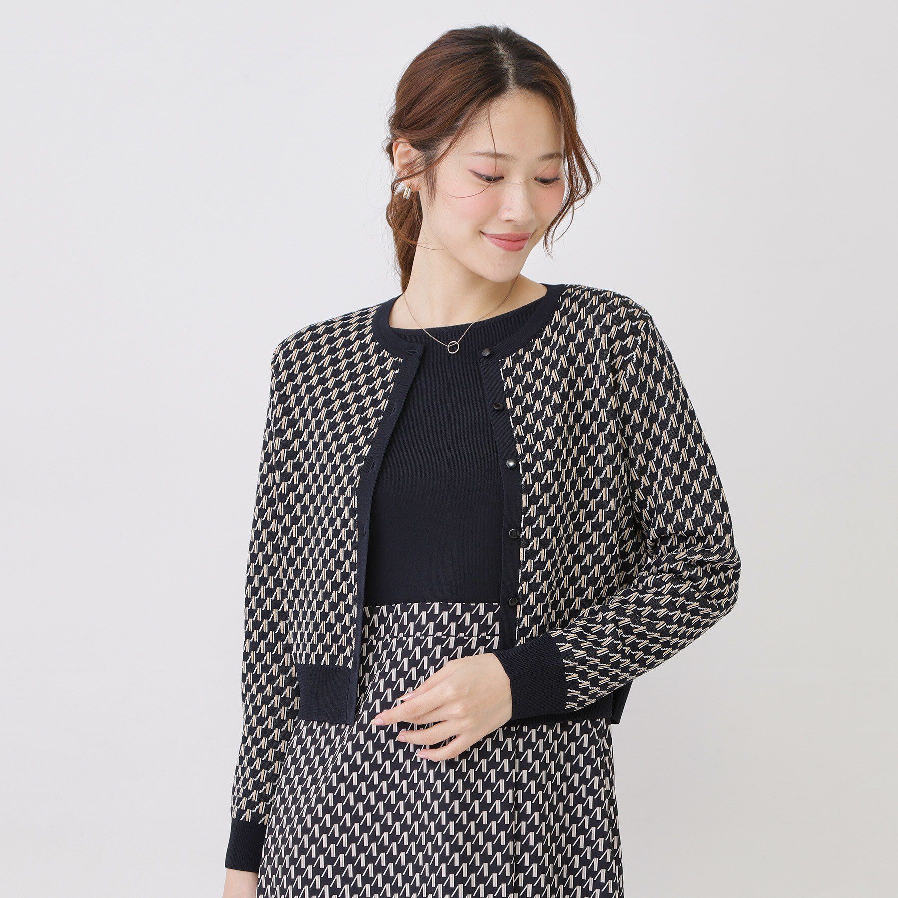 COUP DE CHANCE「【手洗い可／幾何柄】ショート丈カーディガン」|カーディガン|