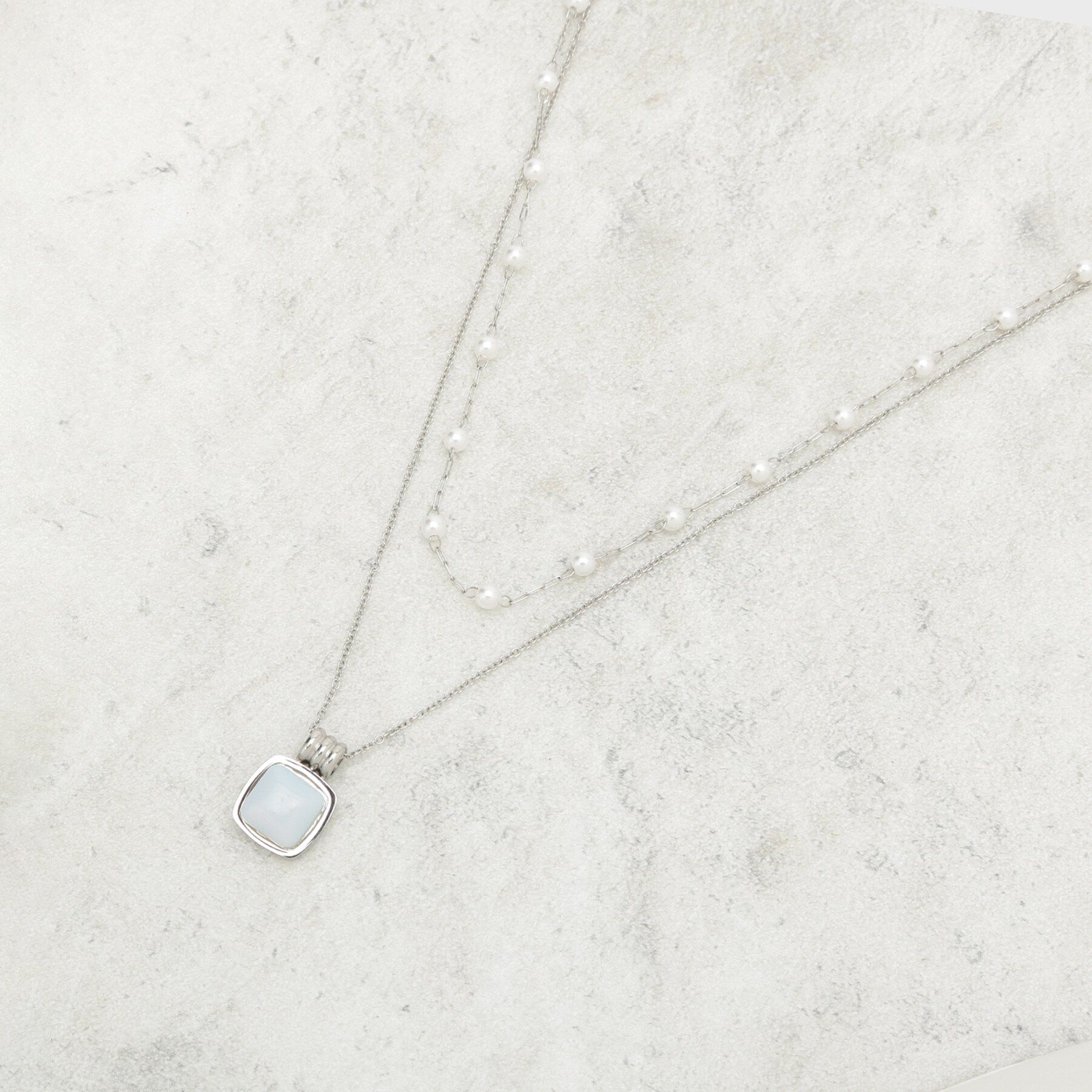 COUP DE CHANCE「【きれいめ・ギフト】ディオパール調ビーズネックレス」|ネックレス|シルバー(006)