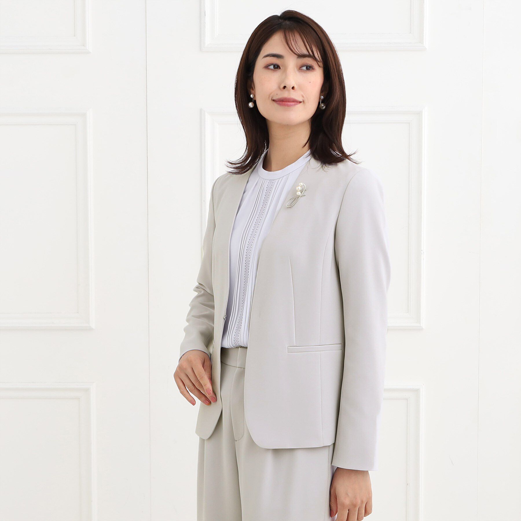 Reflect「【フォーマル/洗える/セットアップ可】ノーカラージャケット」|ノーカラージャケット|