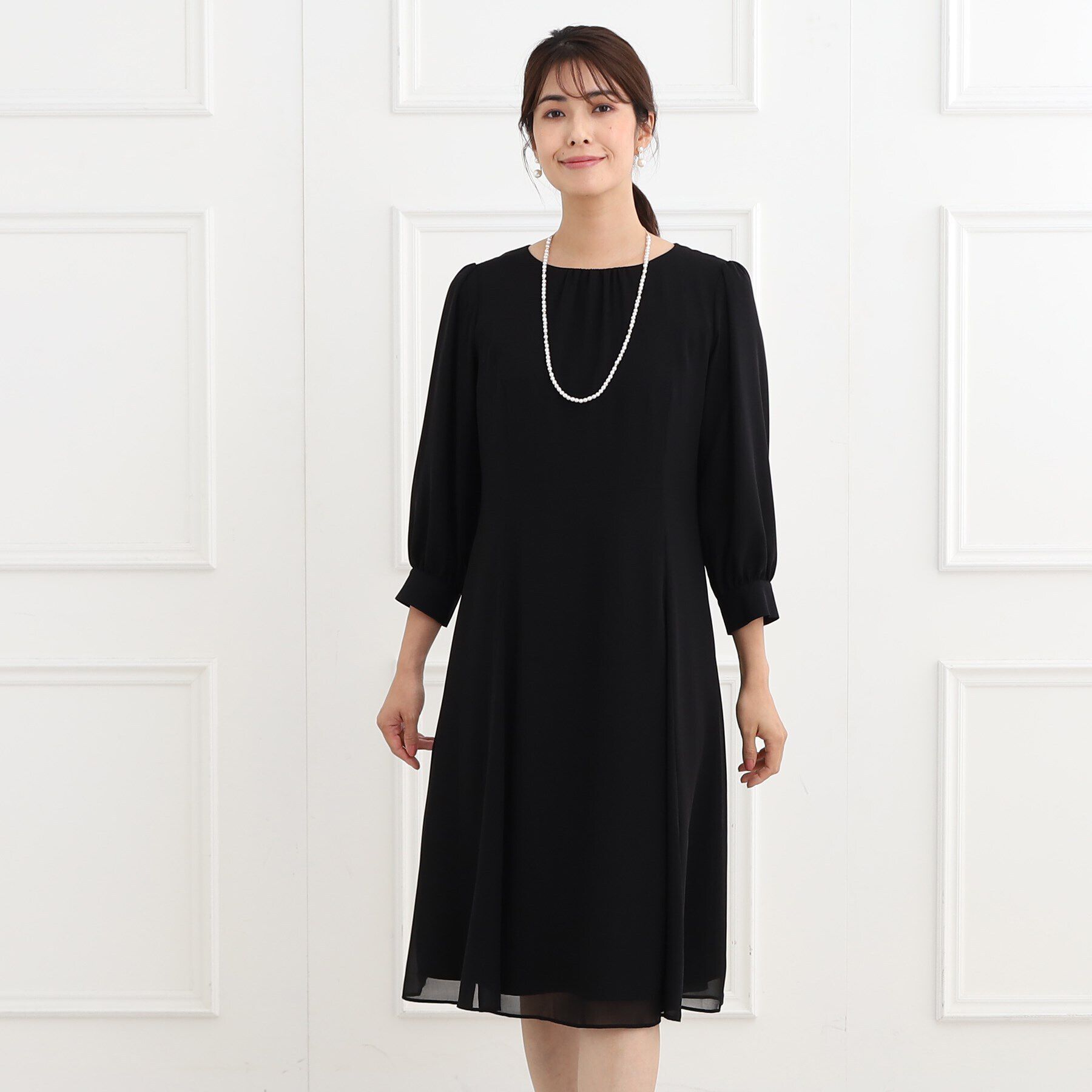 Reflect「【フォーマル/洗える】フィット＆フレアジョーゼットワンピース」|ワンピース|