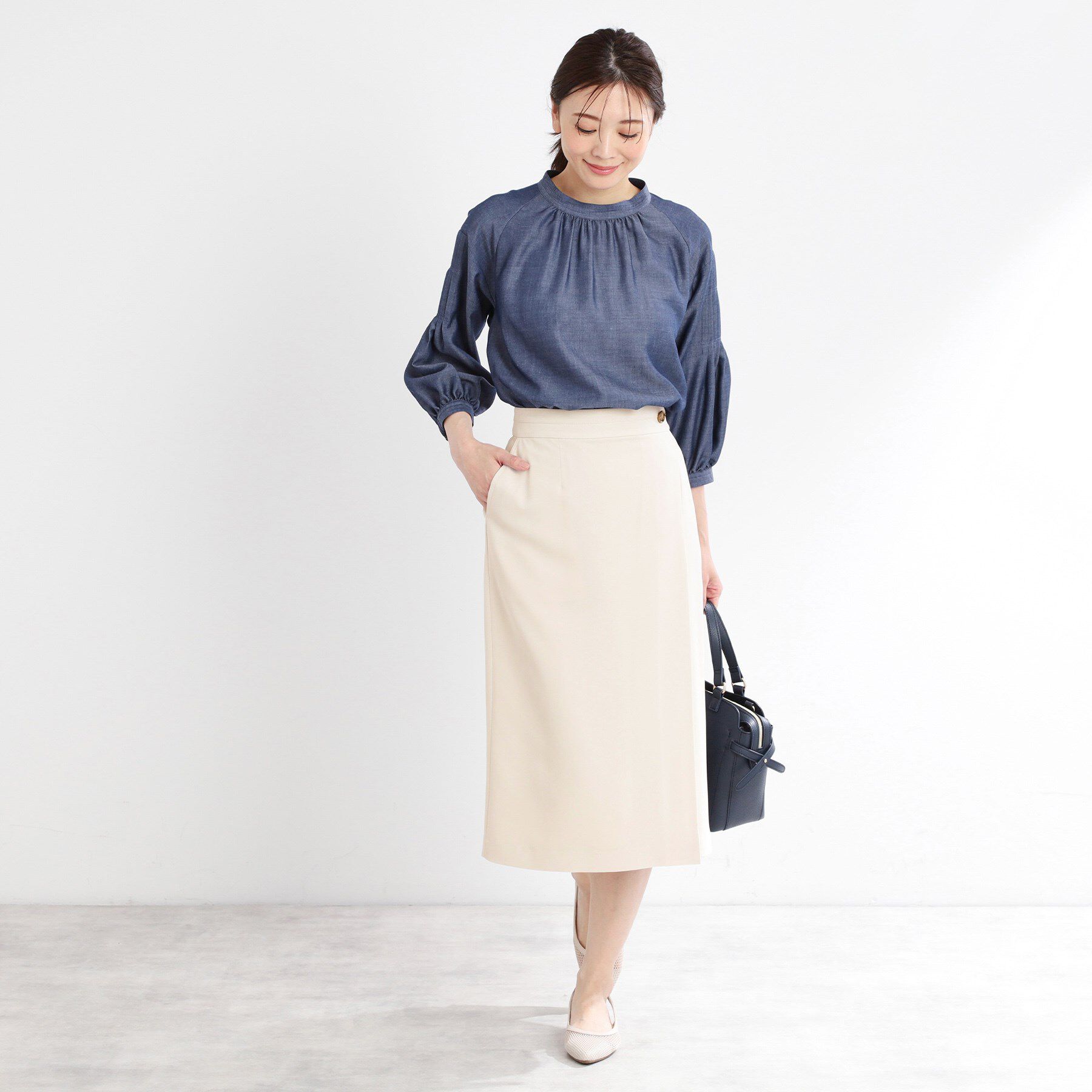 Reflect「【UVカット／洗える／セットアップ可】ラップ風ナロースカート」|スカート|