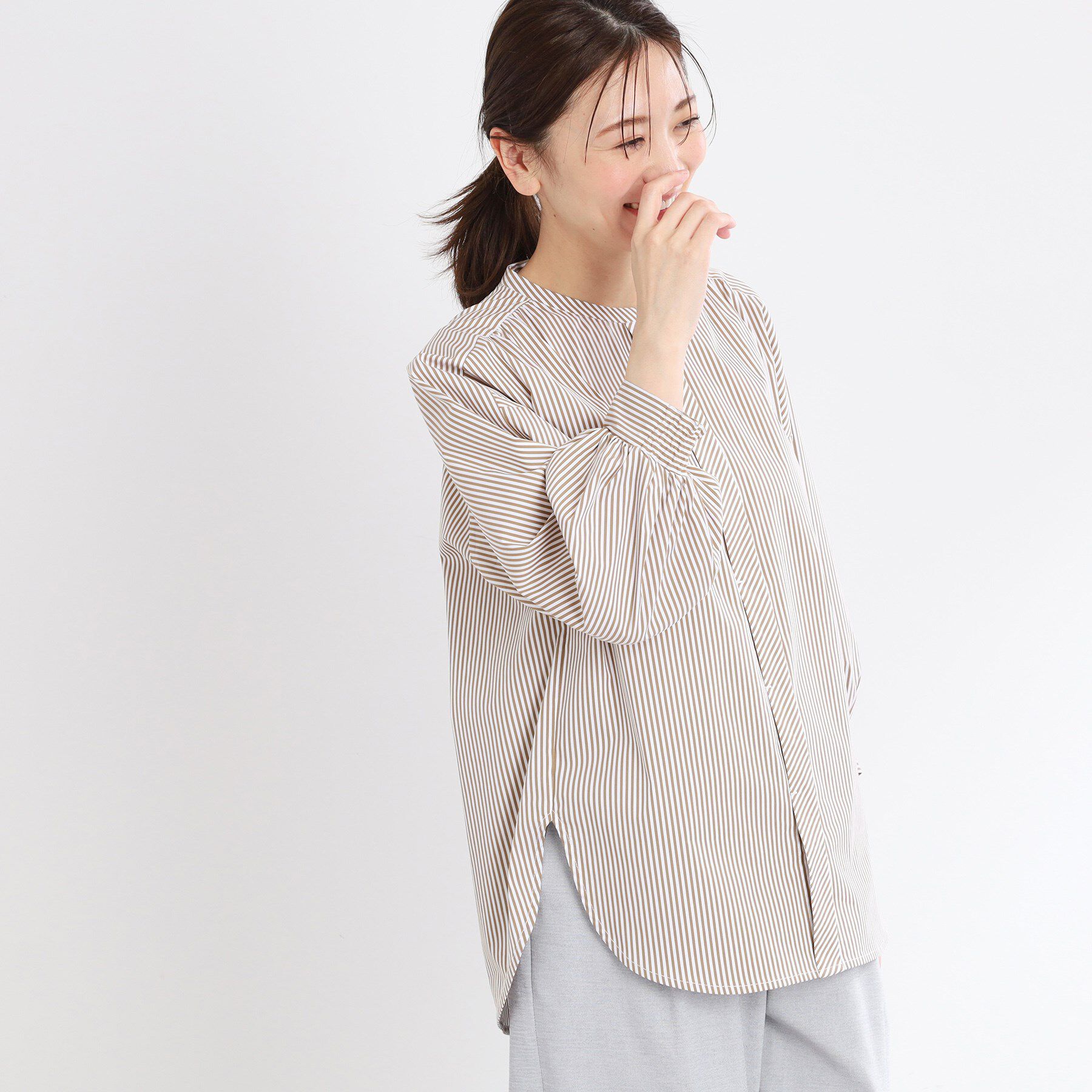 Reflect「【夏SALE／E‐QUALITY／手洗い可】ストライプシャツ」|シャツ・ブラウス|