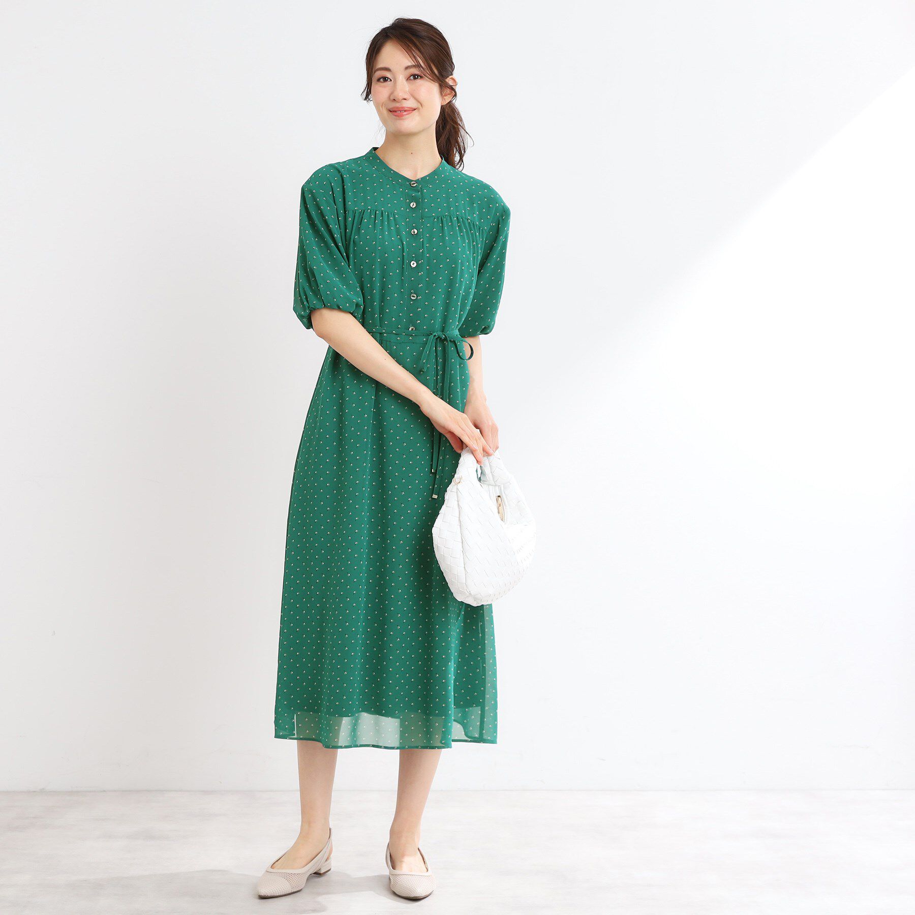 Reflect「【夏SALE／WEB先行カラーあり／リボン取り外し可／マシンウォッシュ可】コツキ柄プリントワンピース」|ワンピース|