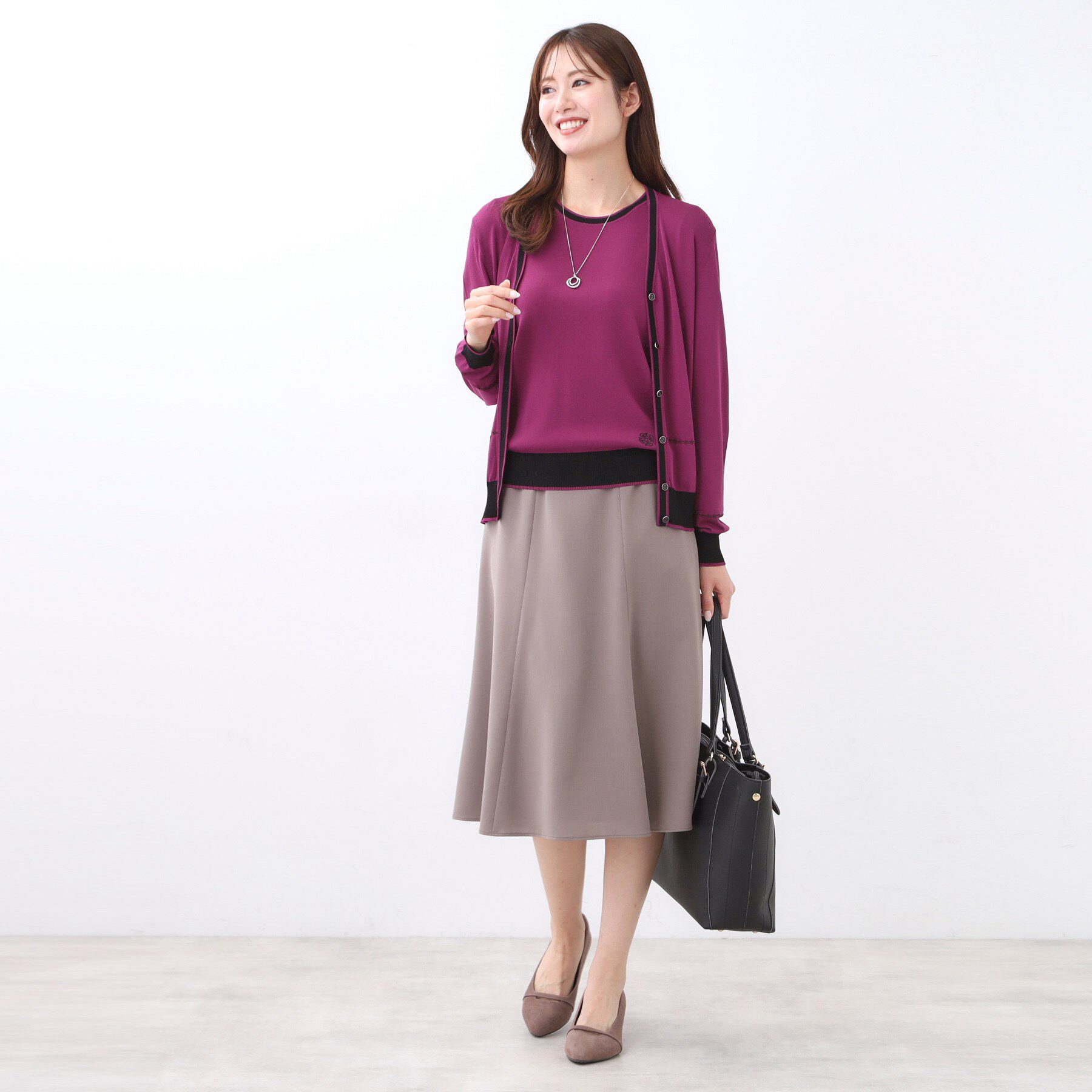 Reflect「【WEB先行カラーあり／手洗い可／アンサンブル可】バイカラーカーディガン」|カーディガン|