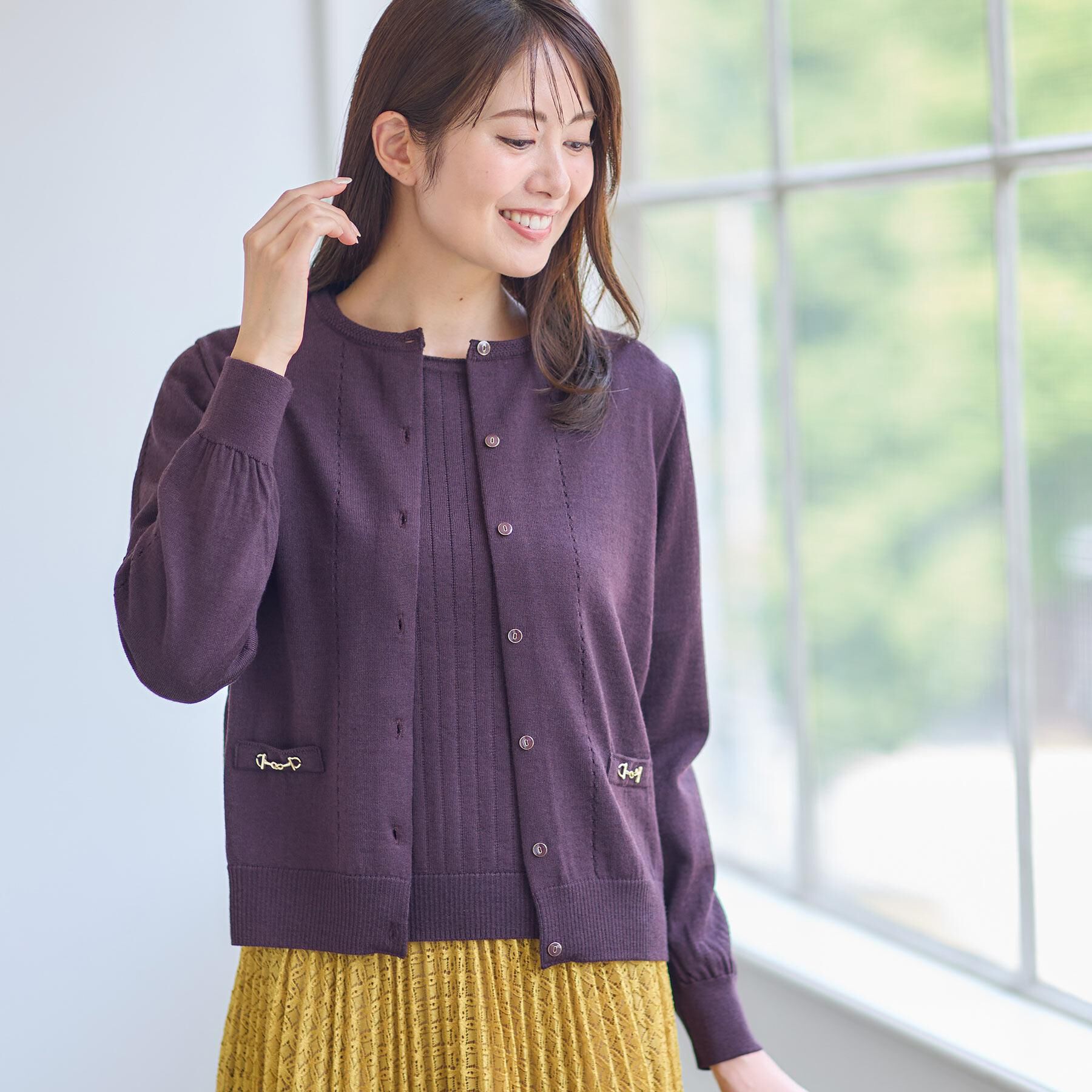 Reflect「【WEB先行カラーあり／軽い羽織に◎／アンサンブル可】透かし柄カーディガン」|カーディガン|