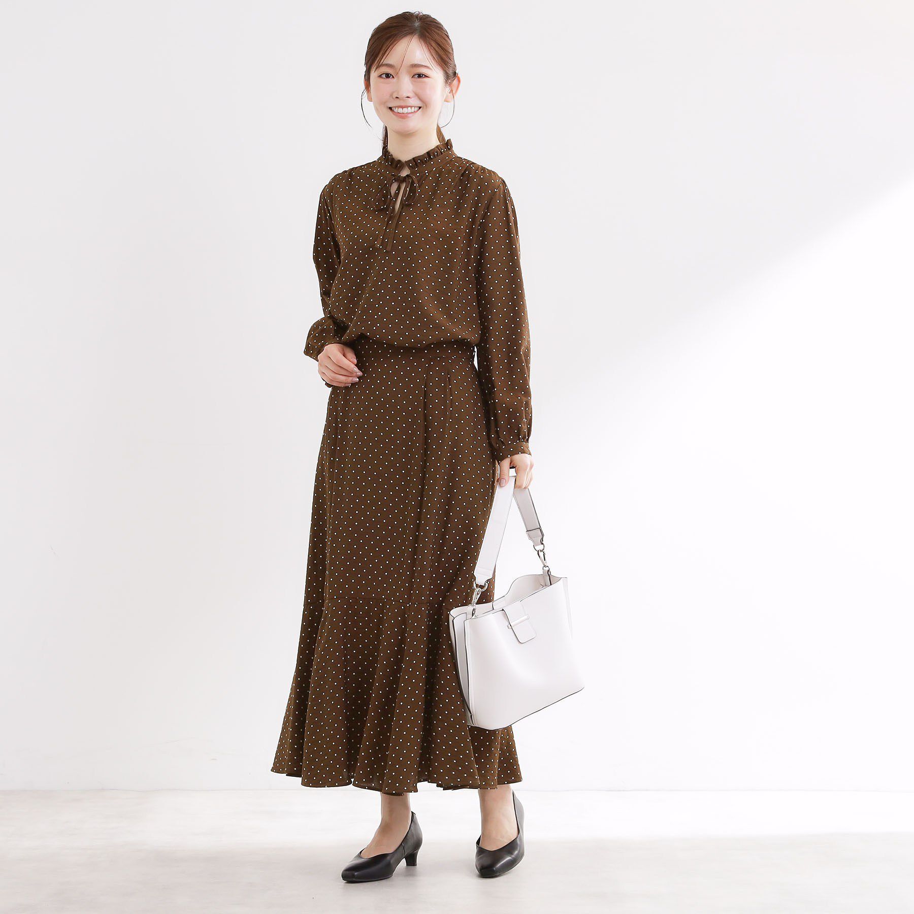 Reflect「【セットアップ可】ドット柄ワッシャーブラウス」|シャツ・ブラウス|