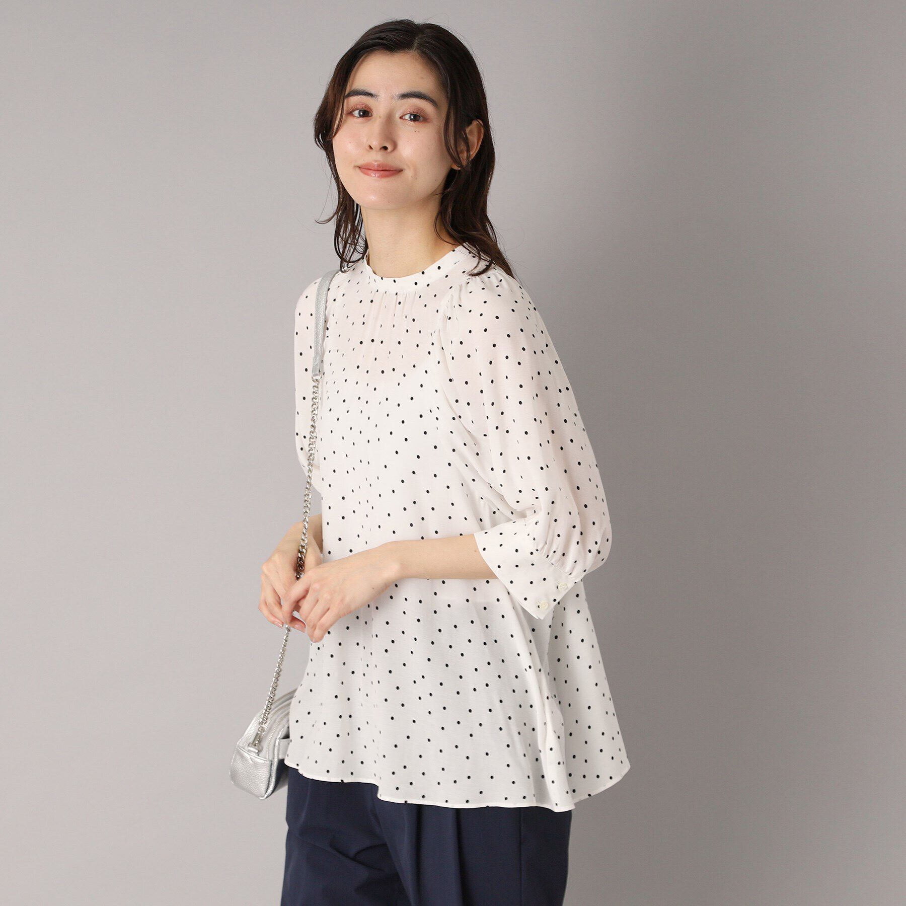 DRESSTERIOR「【洗える/日本製】ドットPTボリュームスリーブブラウス」|シャツ・ブラウス|