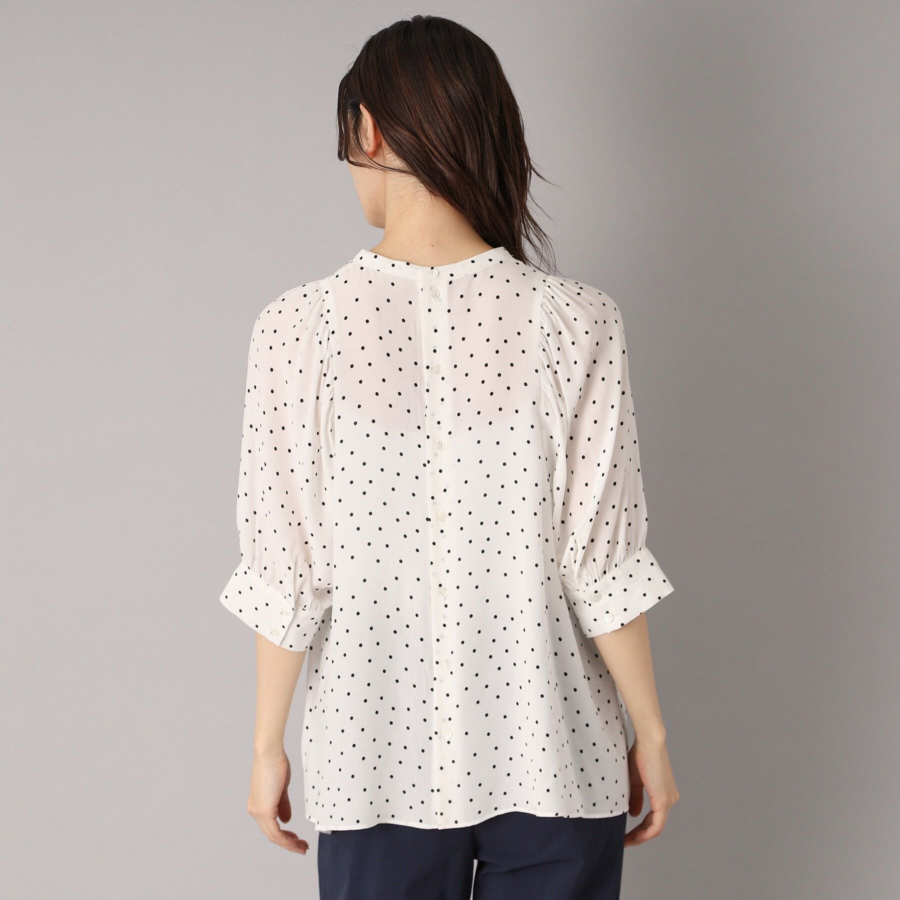 DRESSTERIOR「【洗える/日本製】ドットPTボリュームスリーブブラウス」|シャツ・ブラウス|