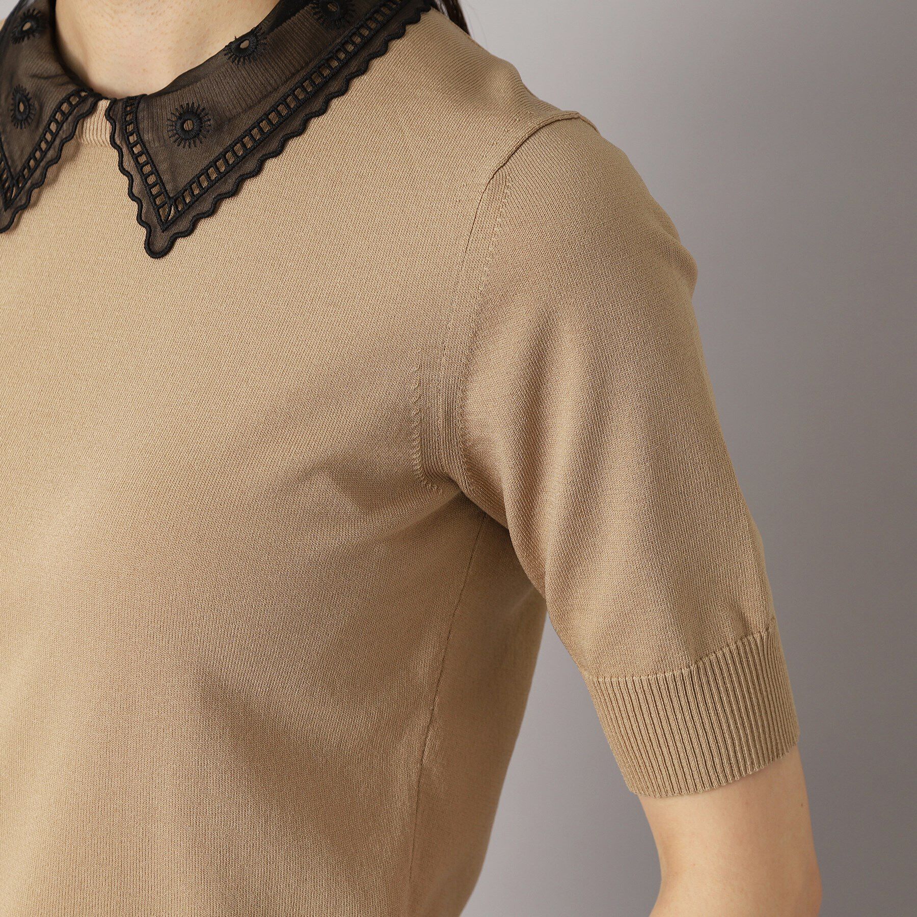 DRESSTERIOR「【洗える／2WAY】エンブロイダリーカラーニット」|ニット・セーター|