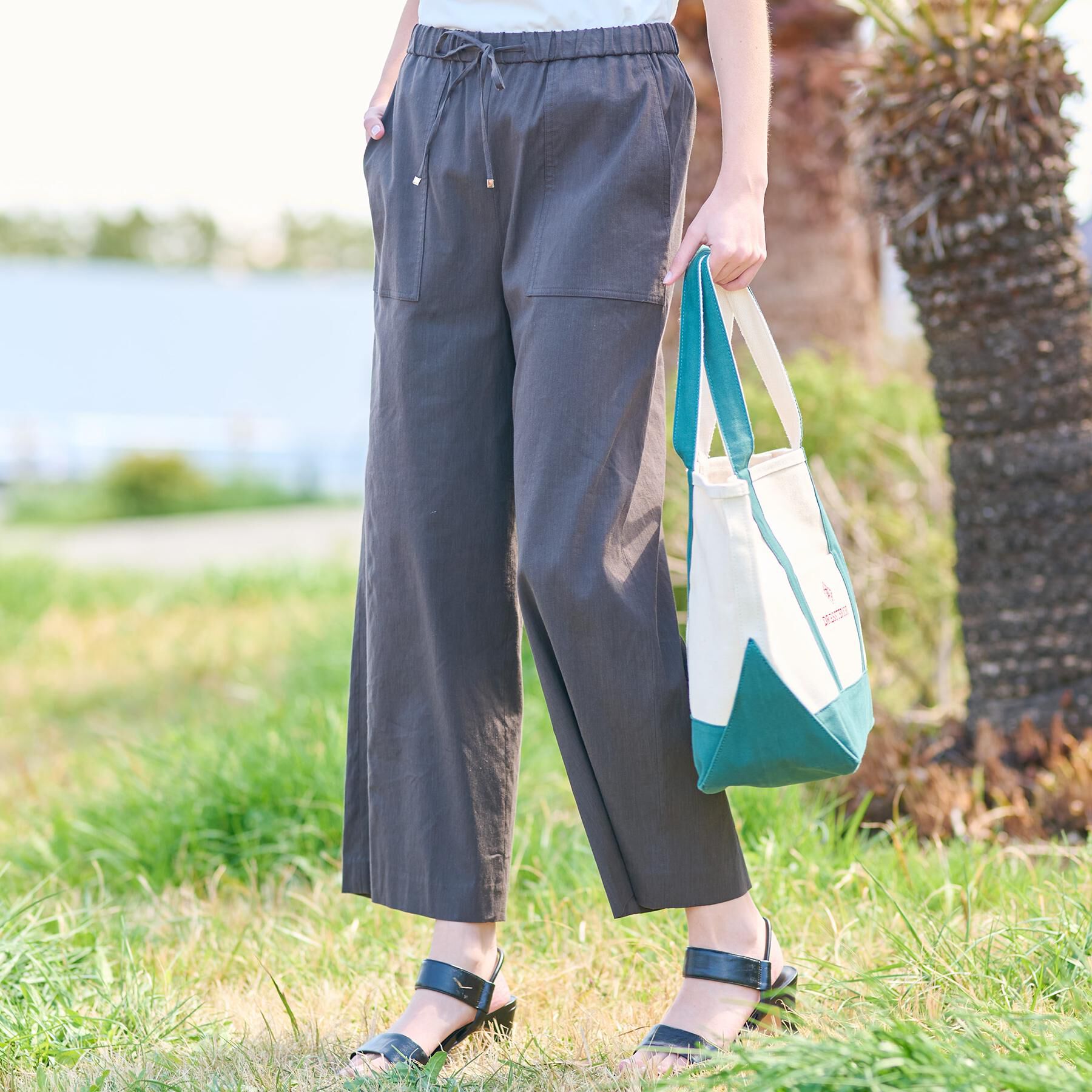 DRESSTERIOR「【接触冷感/洗える/ウエストゴム】ウォッシャブルリネンイージーワイドパンツ」|その他|