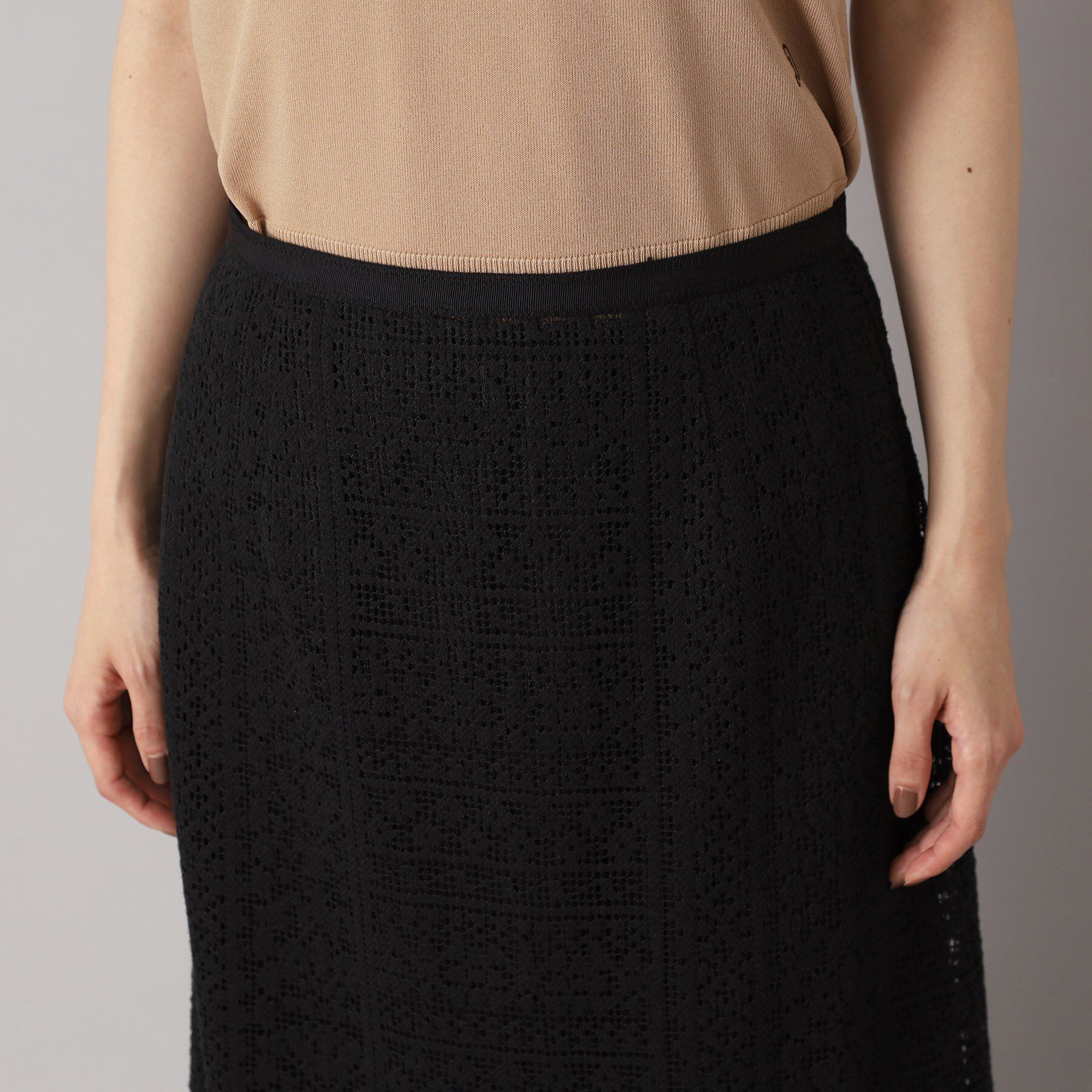 DRESSTERIOR「【後ろウエストゴム】オーガニックコットンブレンドレーススカート」|スカート|