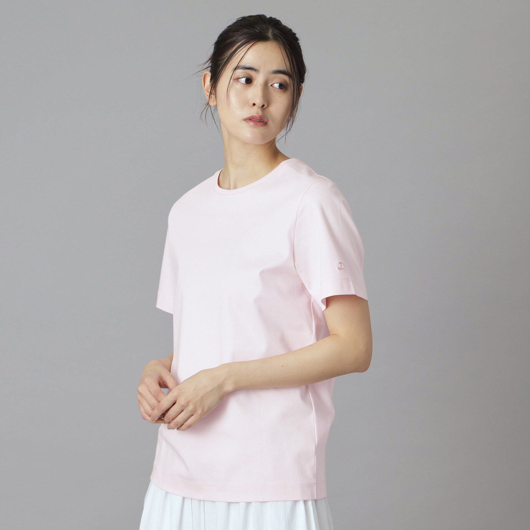 DRESSTERIOR「【接触冷感／抗菌防臭／消臭】アイスクリアコットンTシャツ」|Tシャツ・カットソー|ライトピンク(070