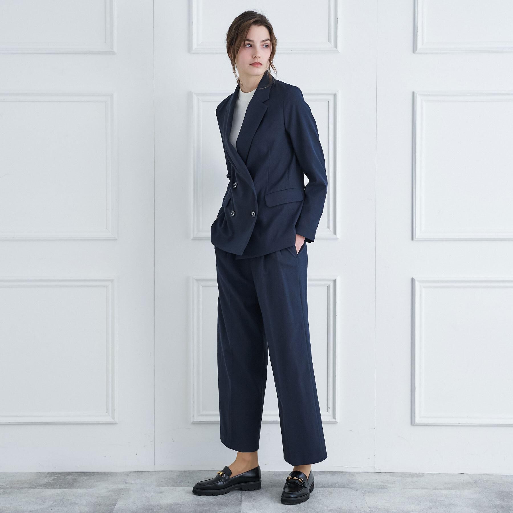 DRESSTERIOR「【セットアップ/可吸水速乾/ウォッシャブル】リネンブレンドオックスダブルジャケット」|テーラードジャケット|