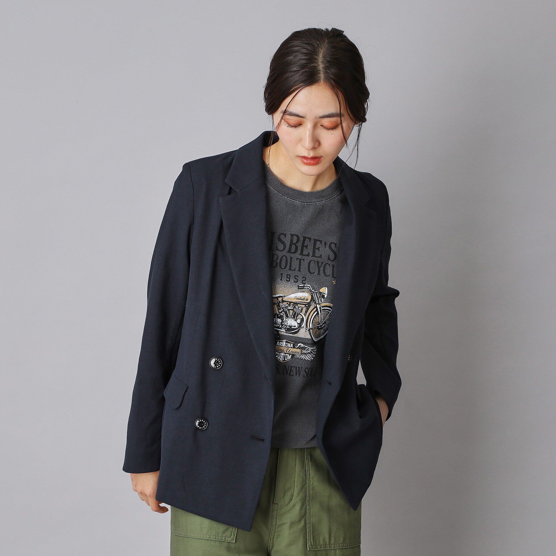 DRESSTERIOR「【セットアップ/可吸水速乾/ウォッシャブル】リネンブレンドオックスダブルジャケット」|テーラードジャケット|