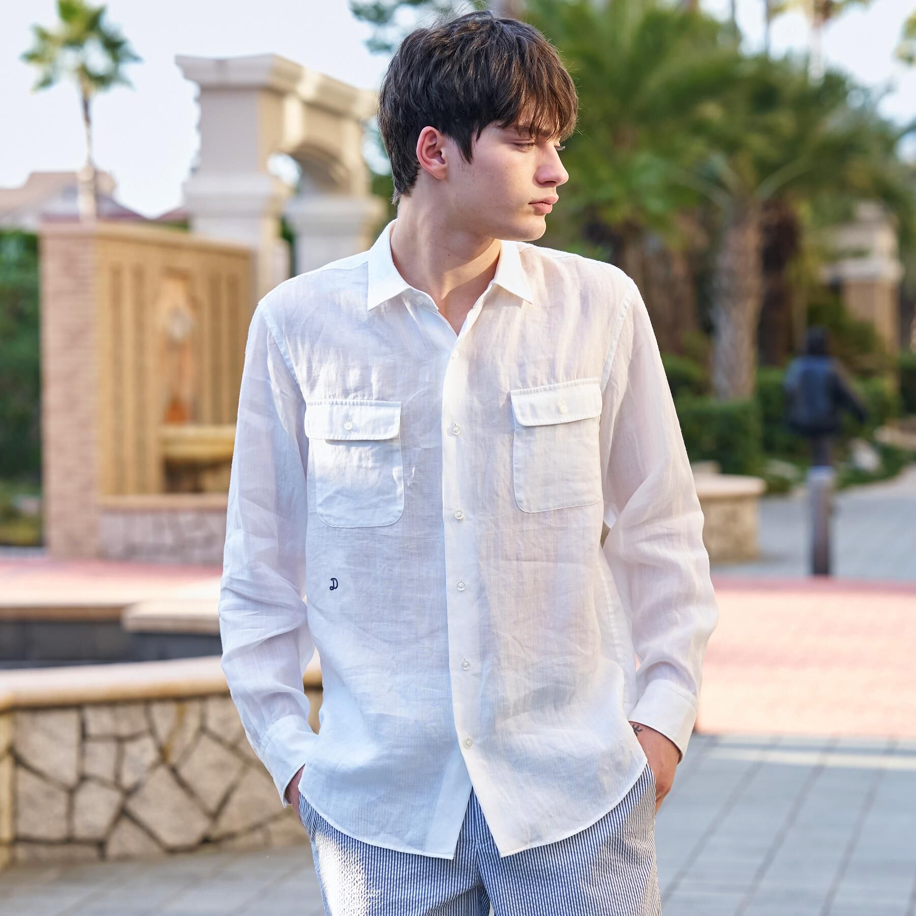 DRESSTERIOR「【Safari5月号掲載】ガーメンドダイ ピュアリネンシャツ」|シャツ・ブラウス|ホワイト(001)