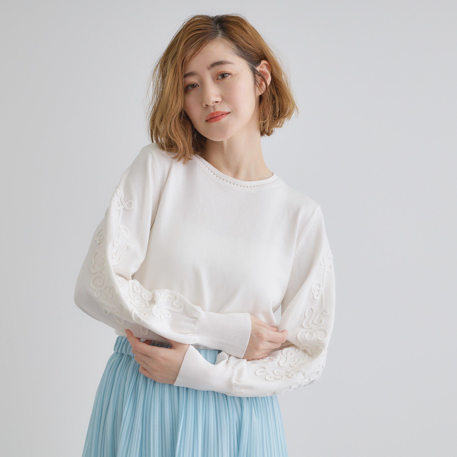 grove「袖コード刺繍ニットプルオーバー」|ニット・セーター|