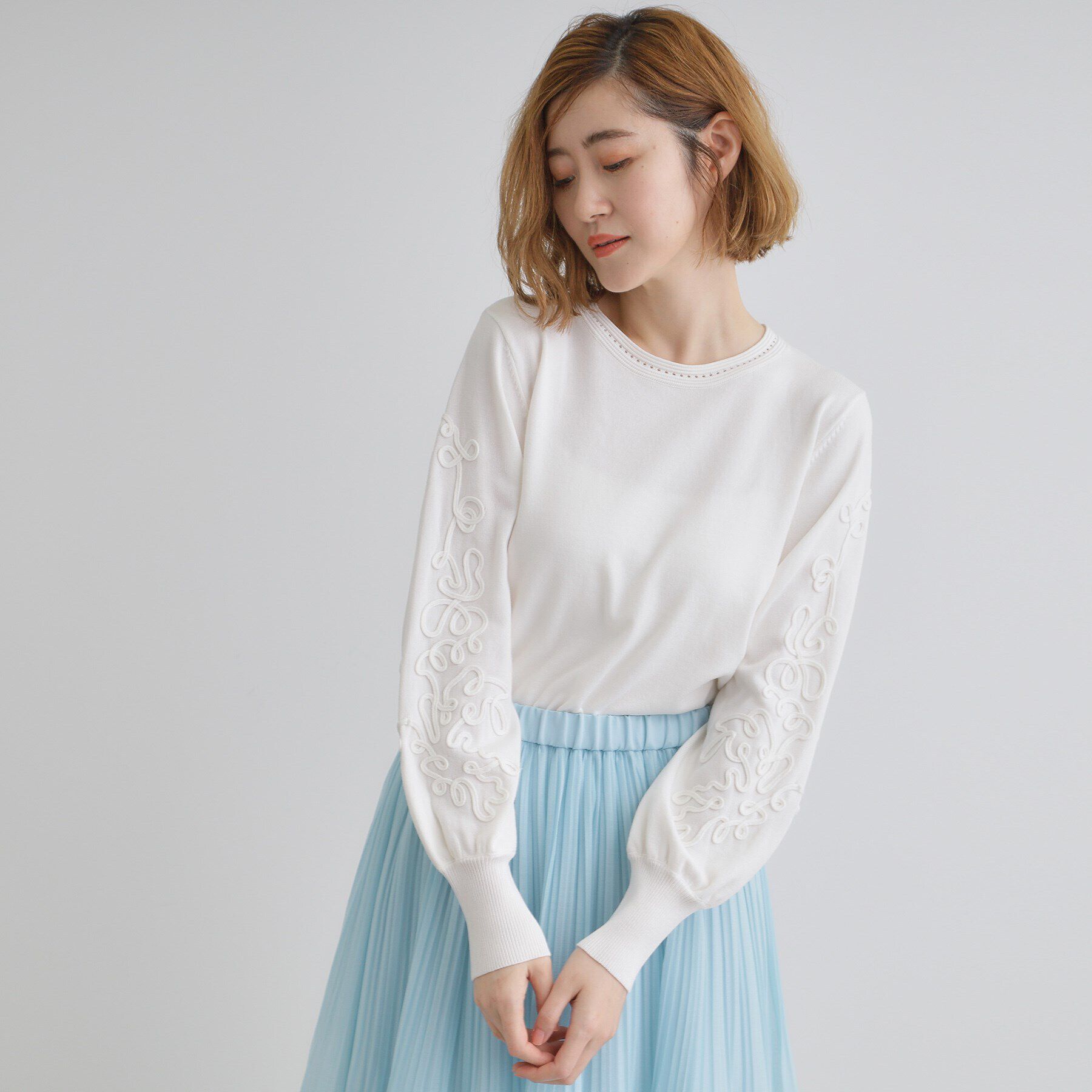 grove「袖コード刺繍ニットプルオーバー」|ニット・セーター|