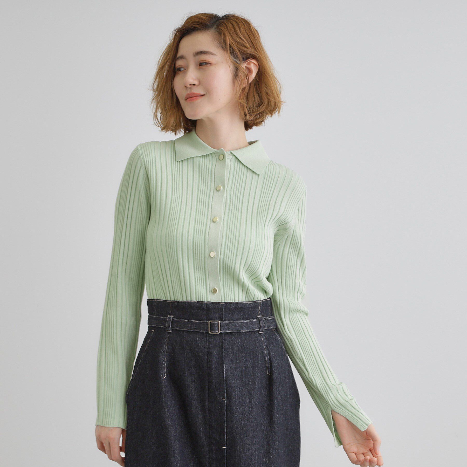 grove「ワイドリブポロニット」|ニット・セーター|