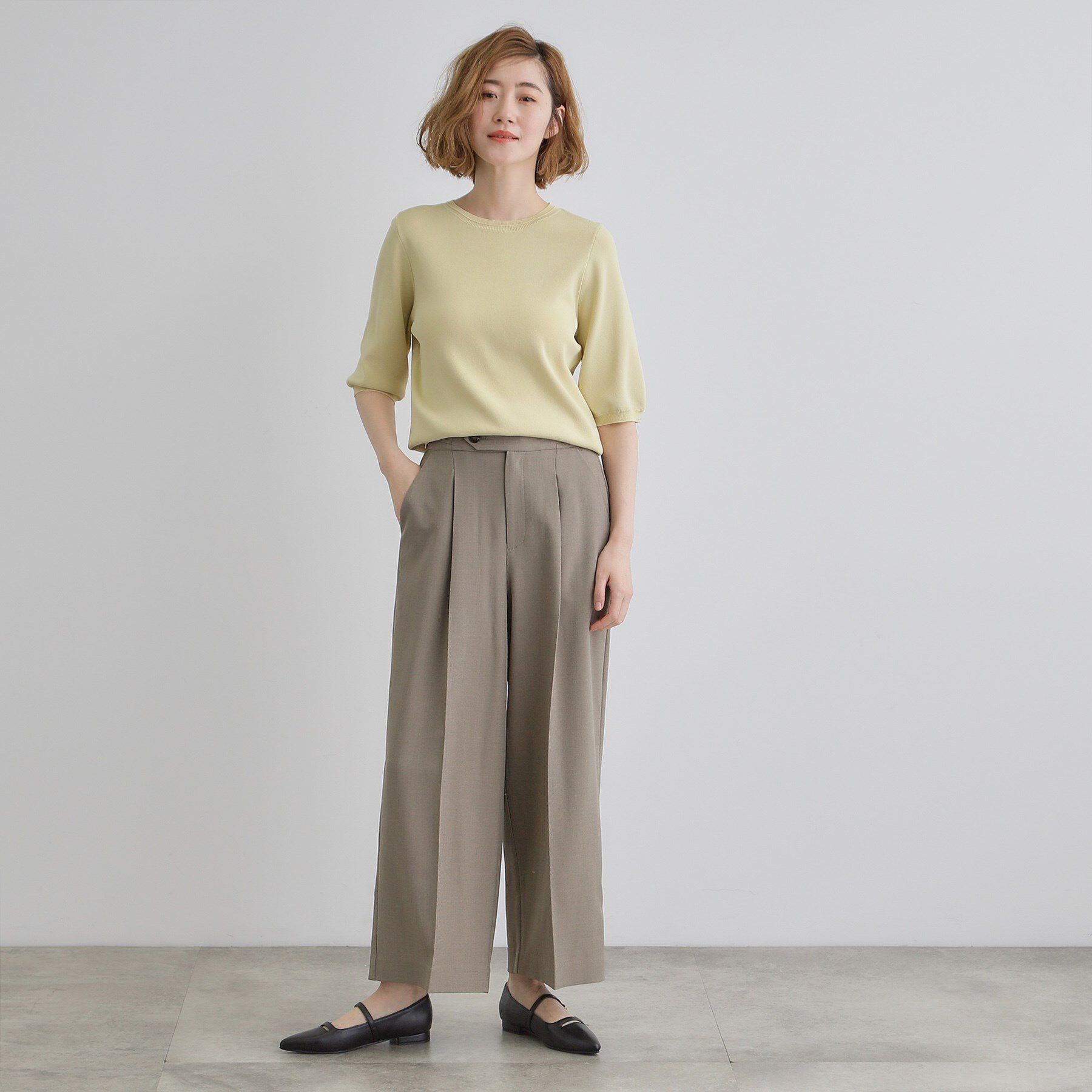 grove「ひんやり多機能・やわらかドライタッチ五分袖プルオーバー」|ニット・セーター|