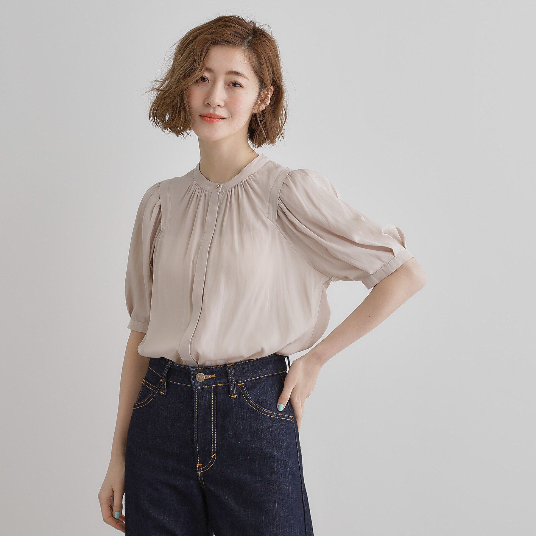 grove「【洗える】ヴィンテージサテンウイングスリーブブラウス」|シャツ・ブラウス|