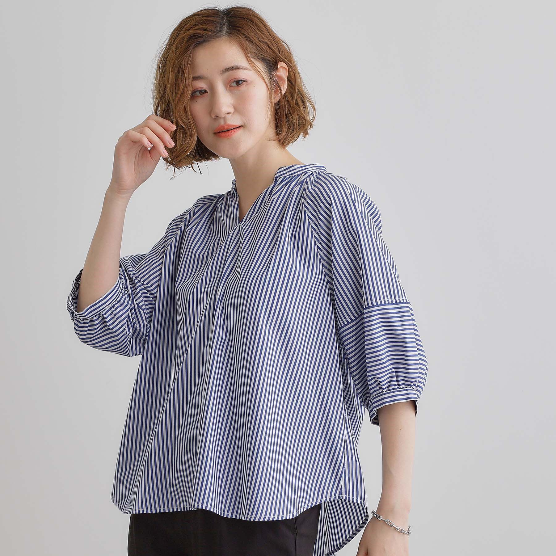 grove「【夏に嬉しい機能付き】ランタンスリーブシャツブラウス」|シャツ・ブラウス|