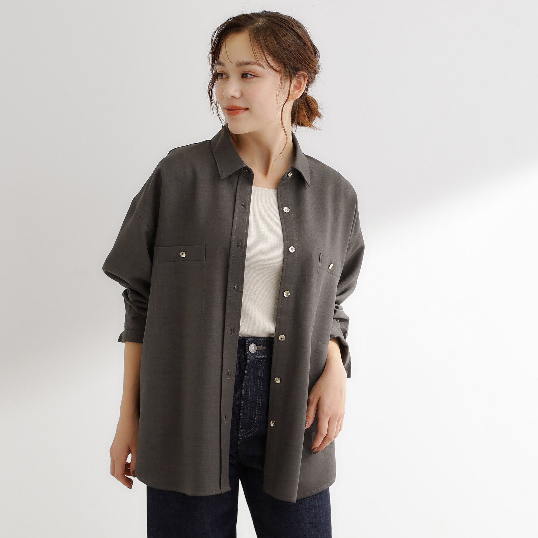 grove「【カセット服/選べる着丈】洗濯機で洗えるオーバーシャツ」|シャツ・ブラウス|