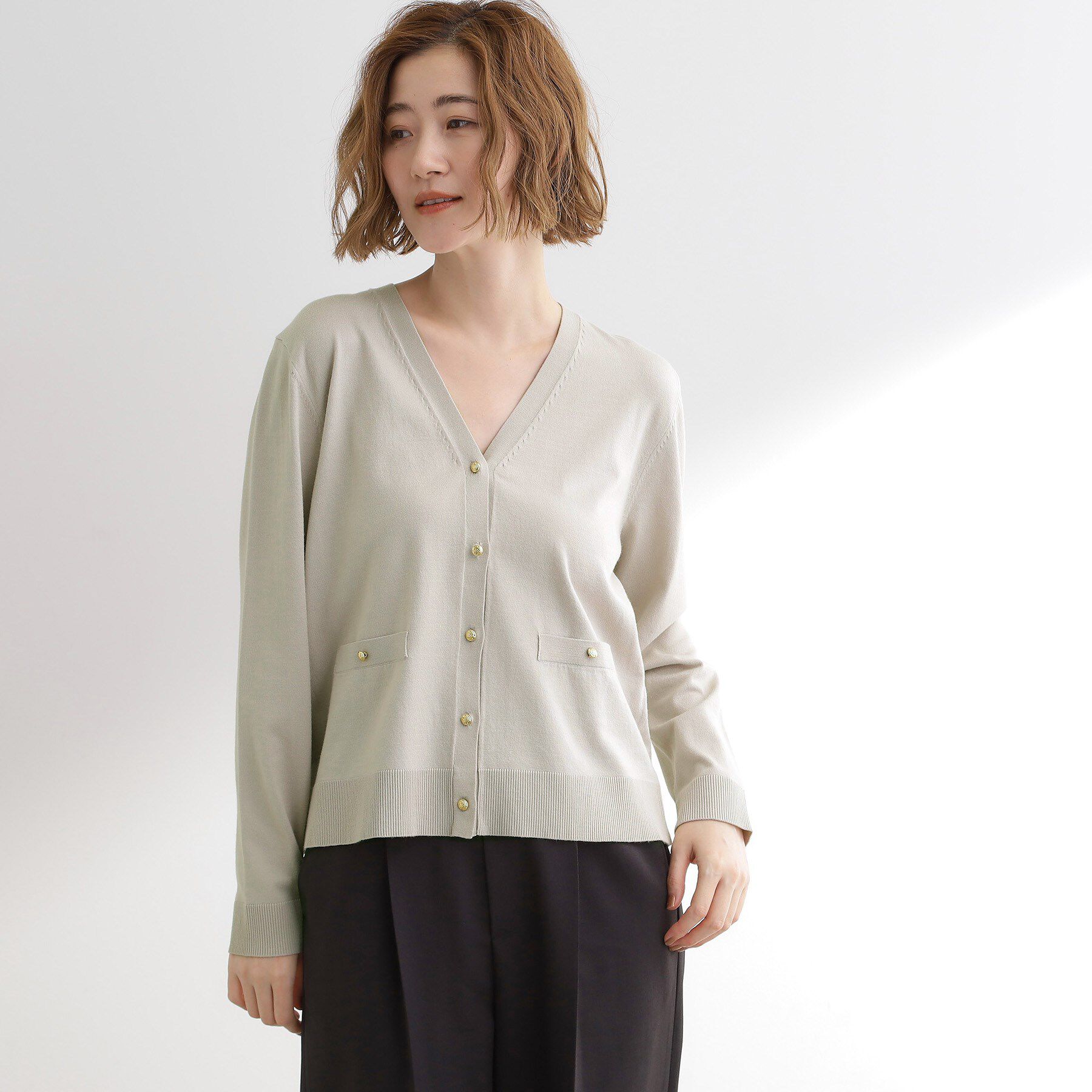 grove「【アンサンブル対応】金ボタンVネックカーディガン」|カーディガン|