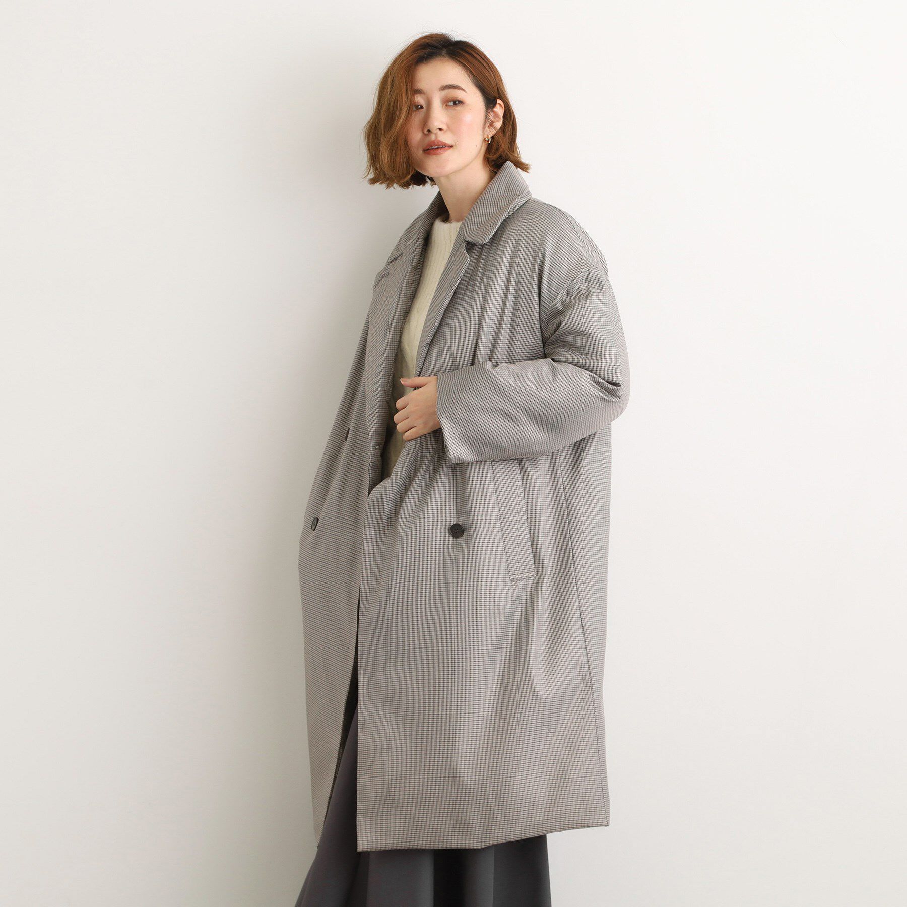 grove「すっきり見え、ステッチレス中綿コート」|ダウン|