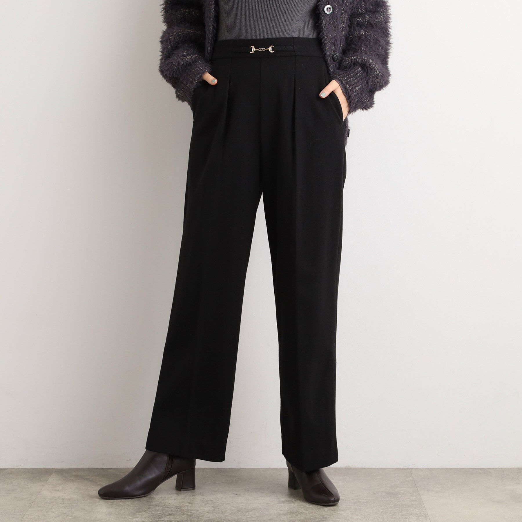 grove「フロントビットカルゼワイドパンツ」|その他|ブラック(019)