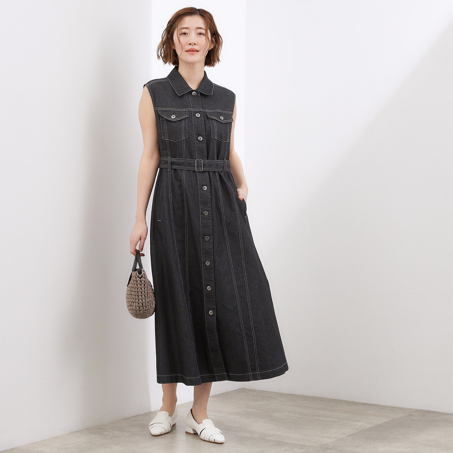 grove「【貴島明日香さん着用】デニムフレアワンピース」|ワンピース|
